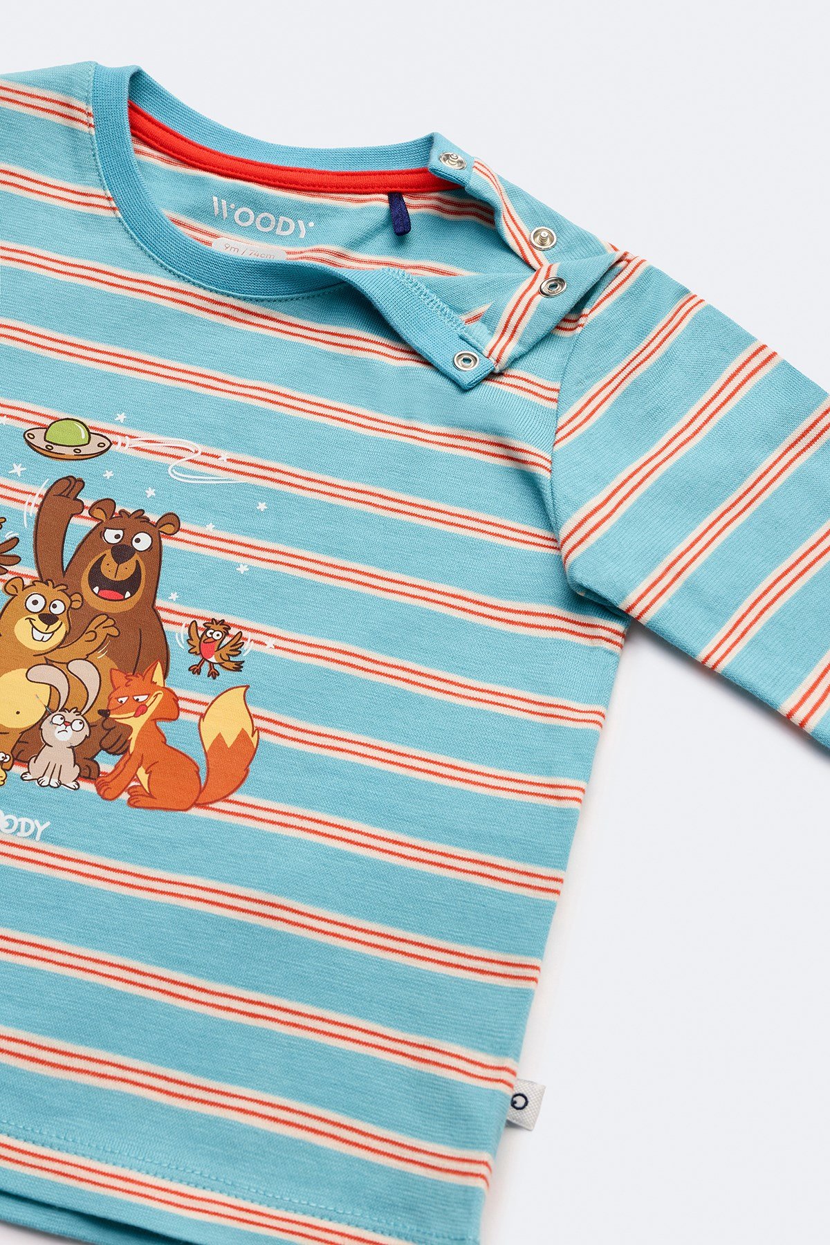 Mavi Çizgili Pamuklu Erkek Bebek Pijama