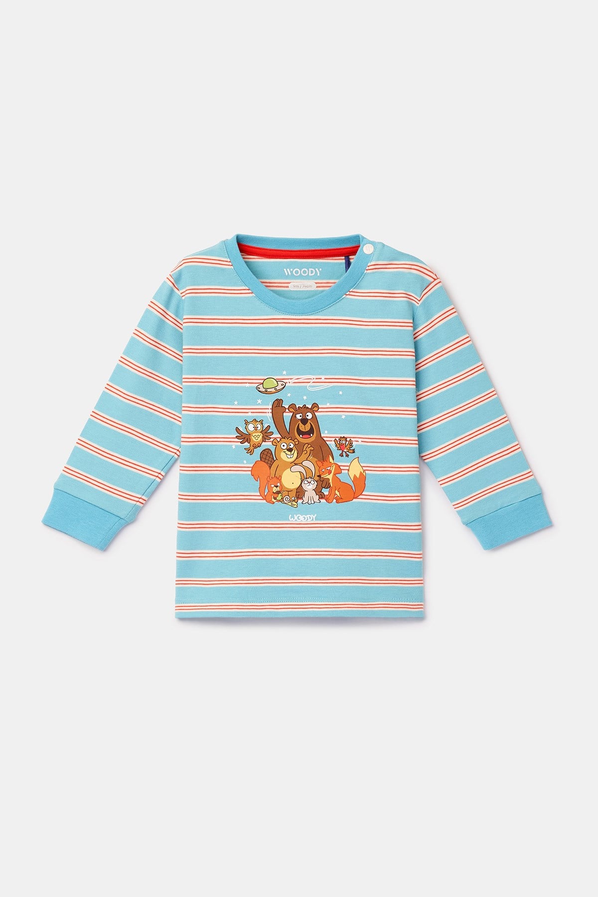 Mavi Çizgili Pamuklu Erkek Bebek Pijama