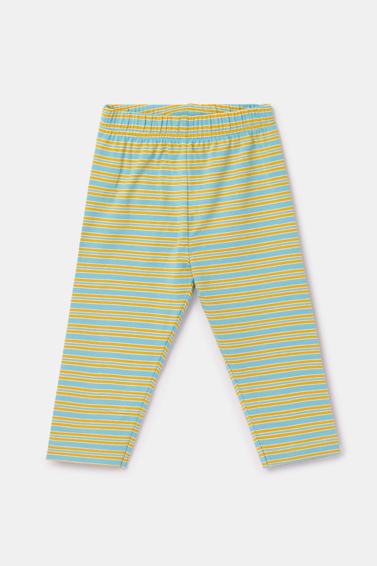 Mavi Çizgili Pamuklu Kız Bebek Pijama