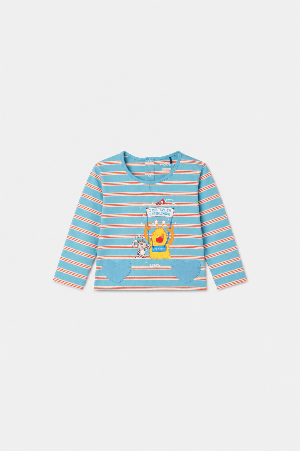 Mavi Çizgili Pamuklu Kız Bebek Pijama