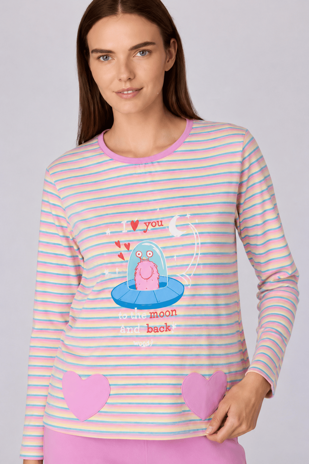 Pembe Çizgili Kadın Pijama