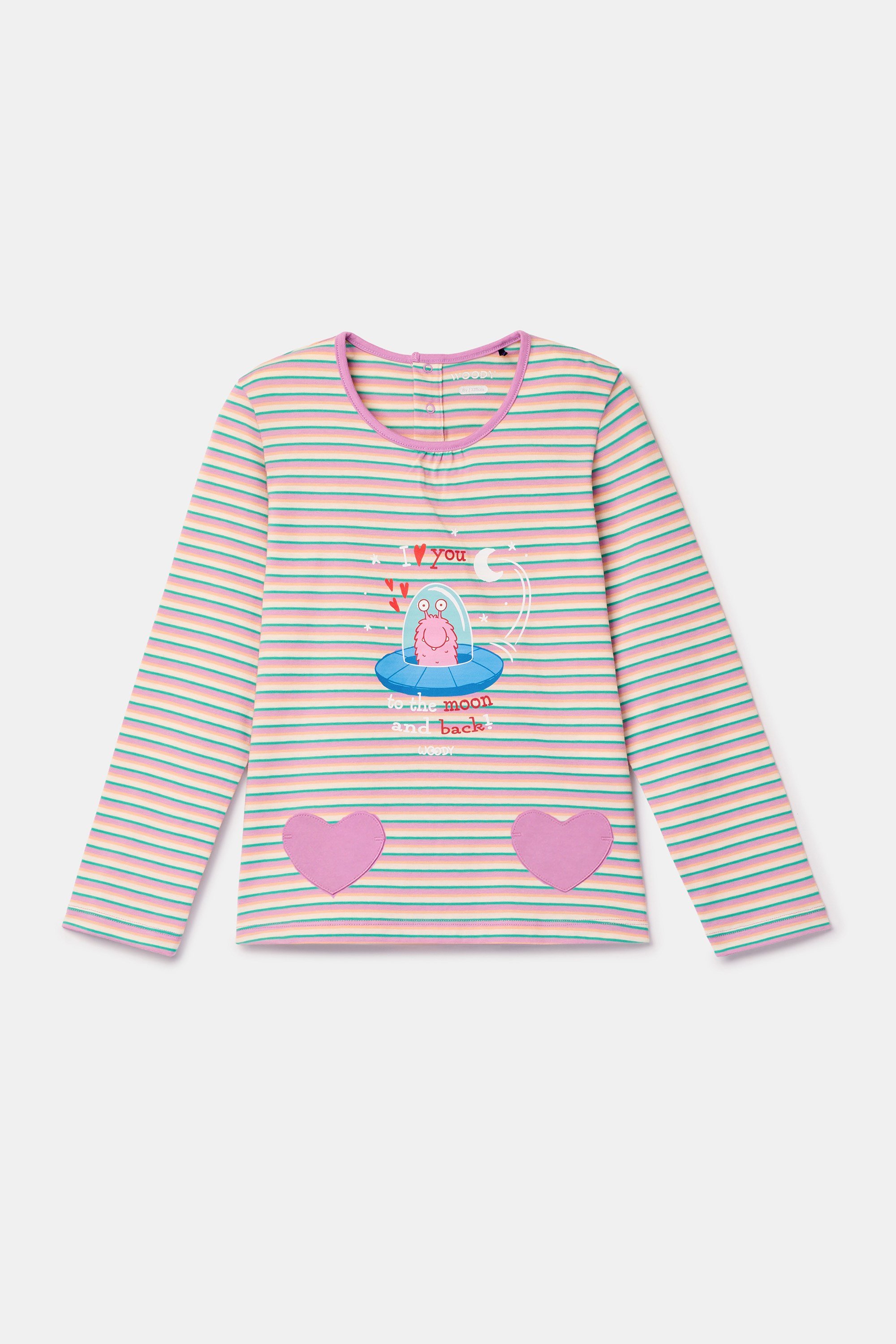 Pembe Çizgili Kız Çocuk Pijama