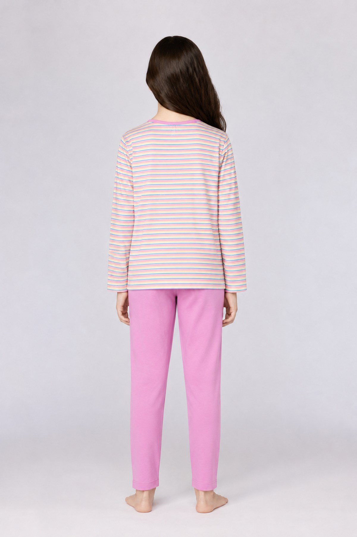 Pembe Çizgili Kız Çocuk Pijama