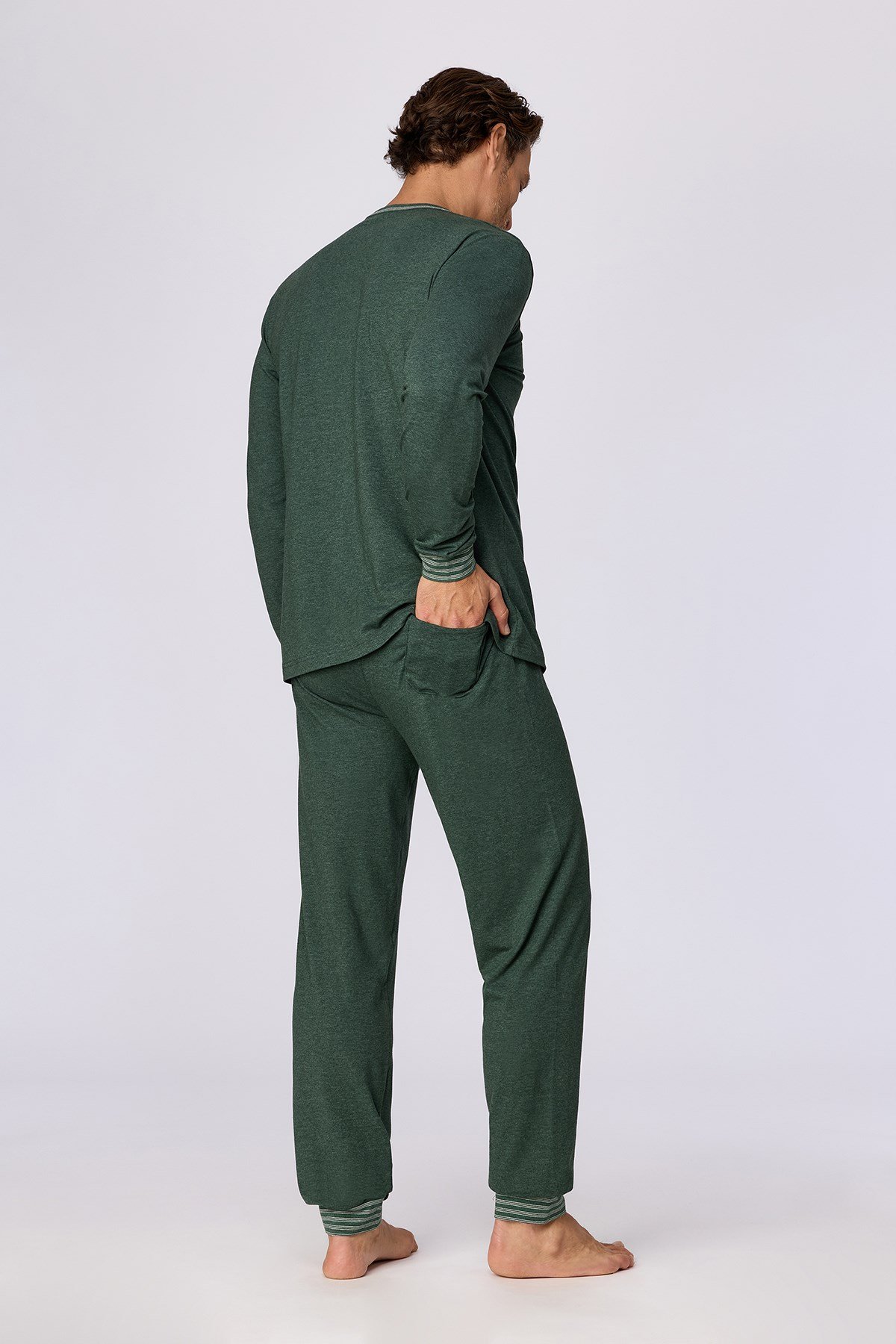Roket Baskılı Yeşil Erkek Pijama