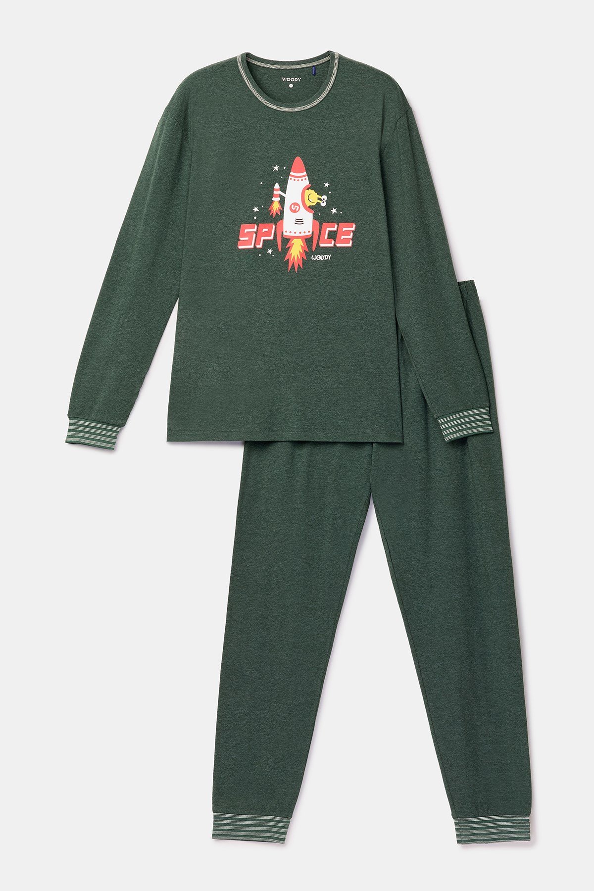 Roket Baskılı Yeşil Erkek Pijama