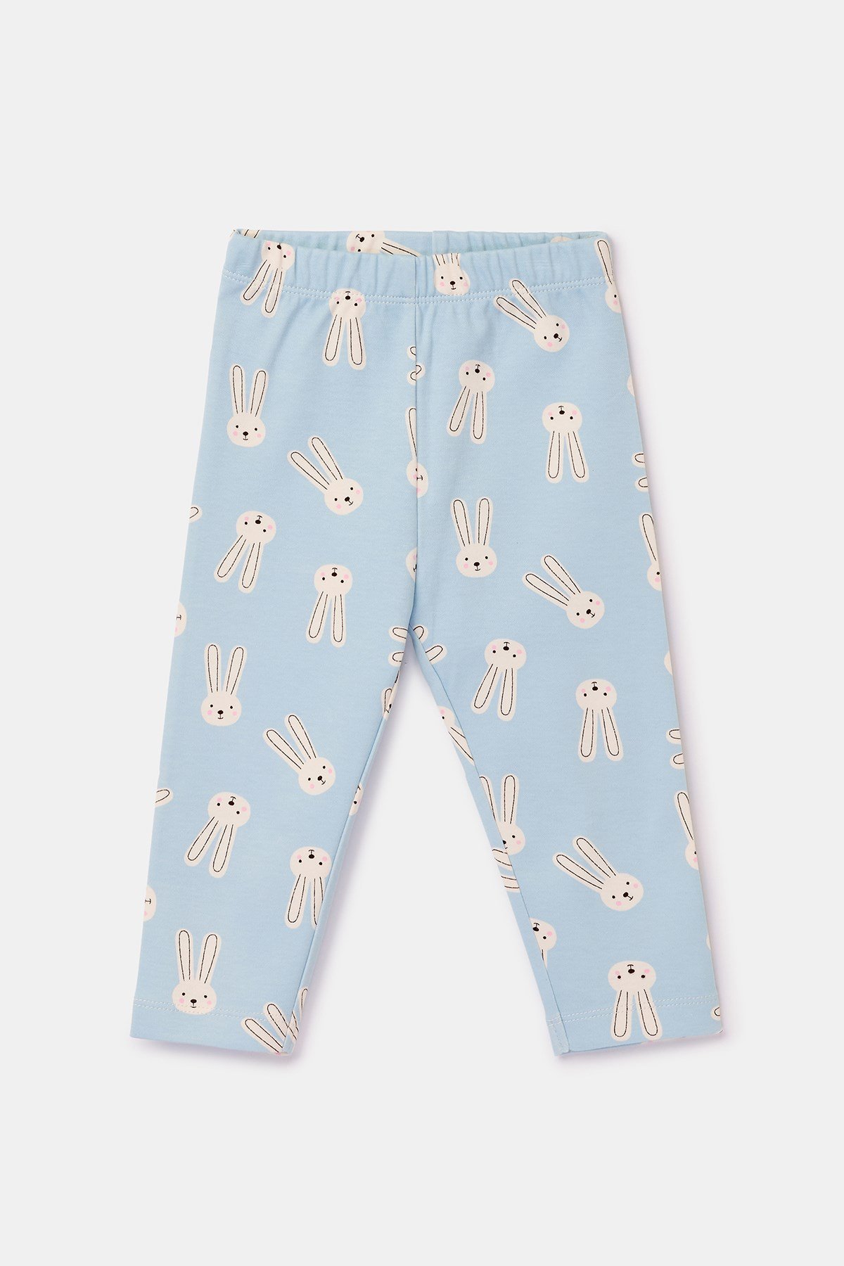Tavşan Desenli Mavi Pamuklu Bebek Pijama