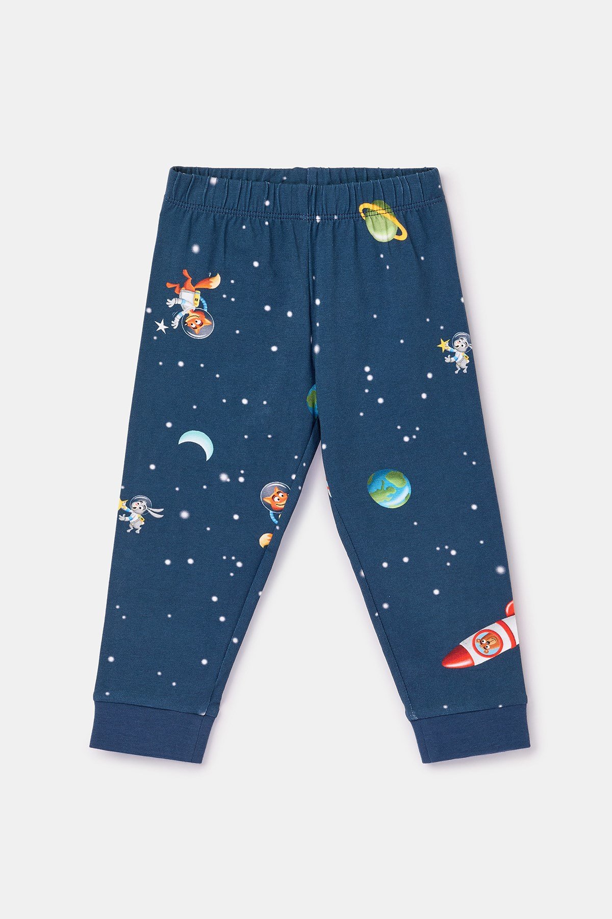 Uzay Baskılı Lacivert Erkek Bebek Pijama