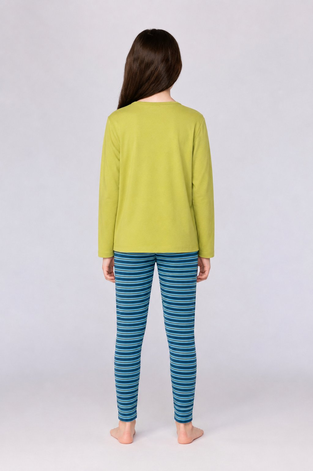 Uzay Baskılı Limon Yeşili Kız Çocuk Pijama