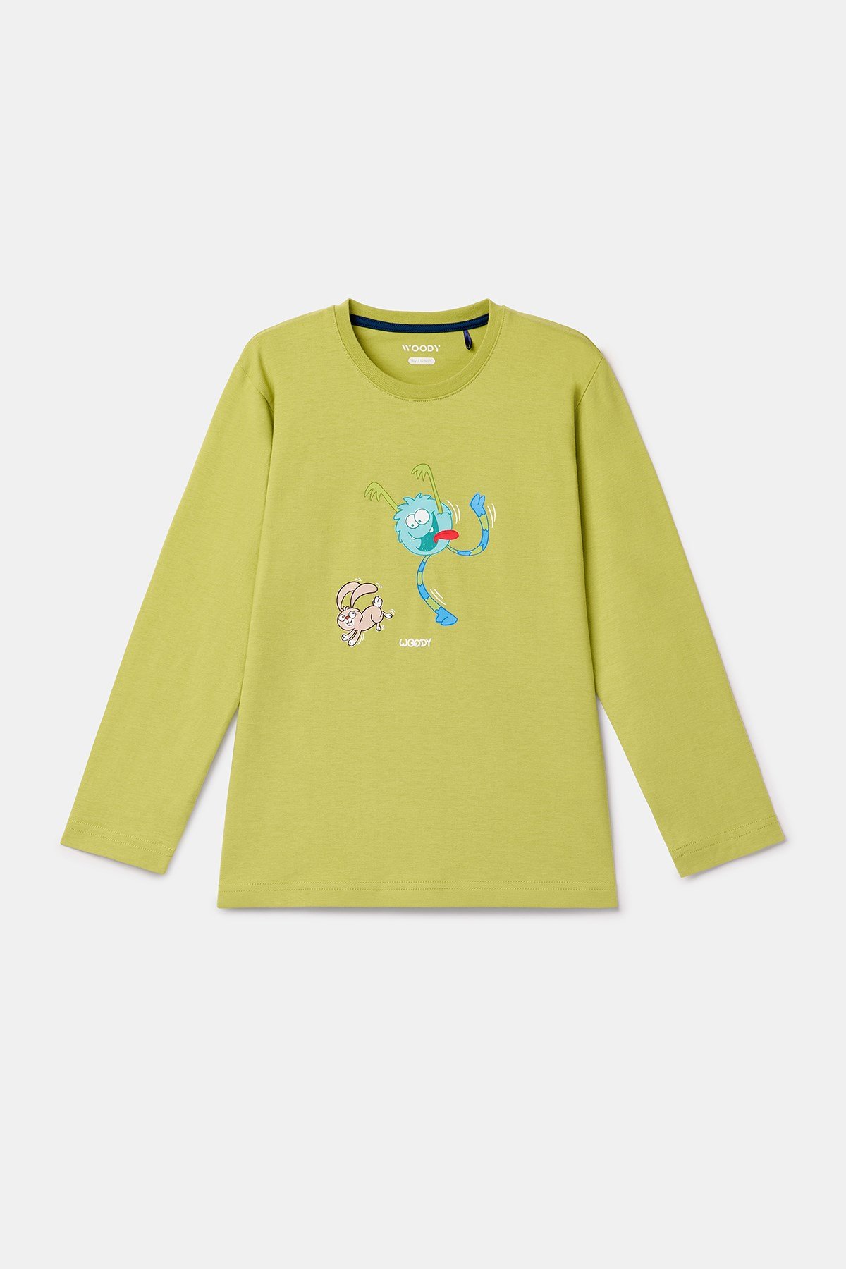 Uzaylı Karakter Baskılı Limon Yeşili Erkek Çocuk Pijama