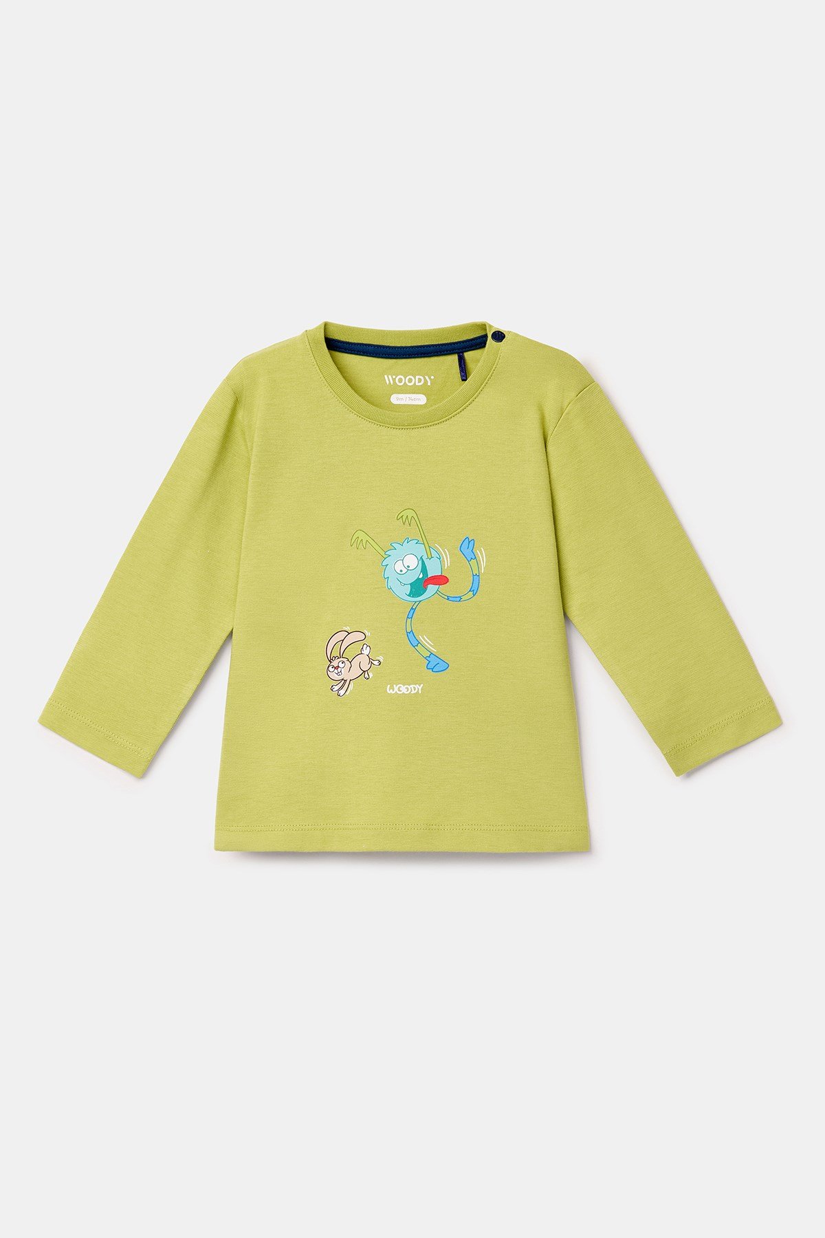 Uzaylı Karakter Baskılı Limon Yeşili Erkek Çocuk Pijama