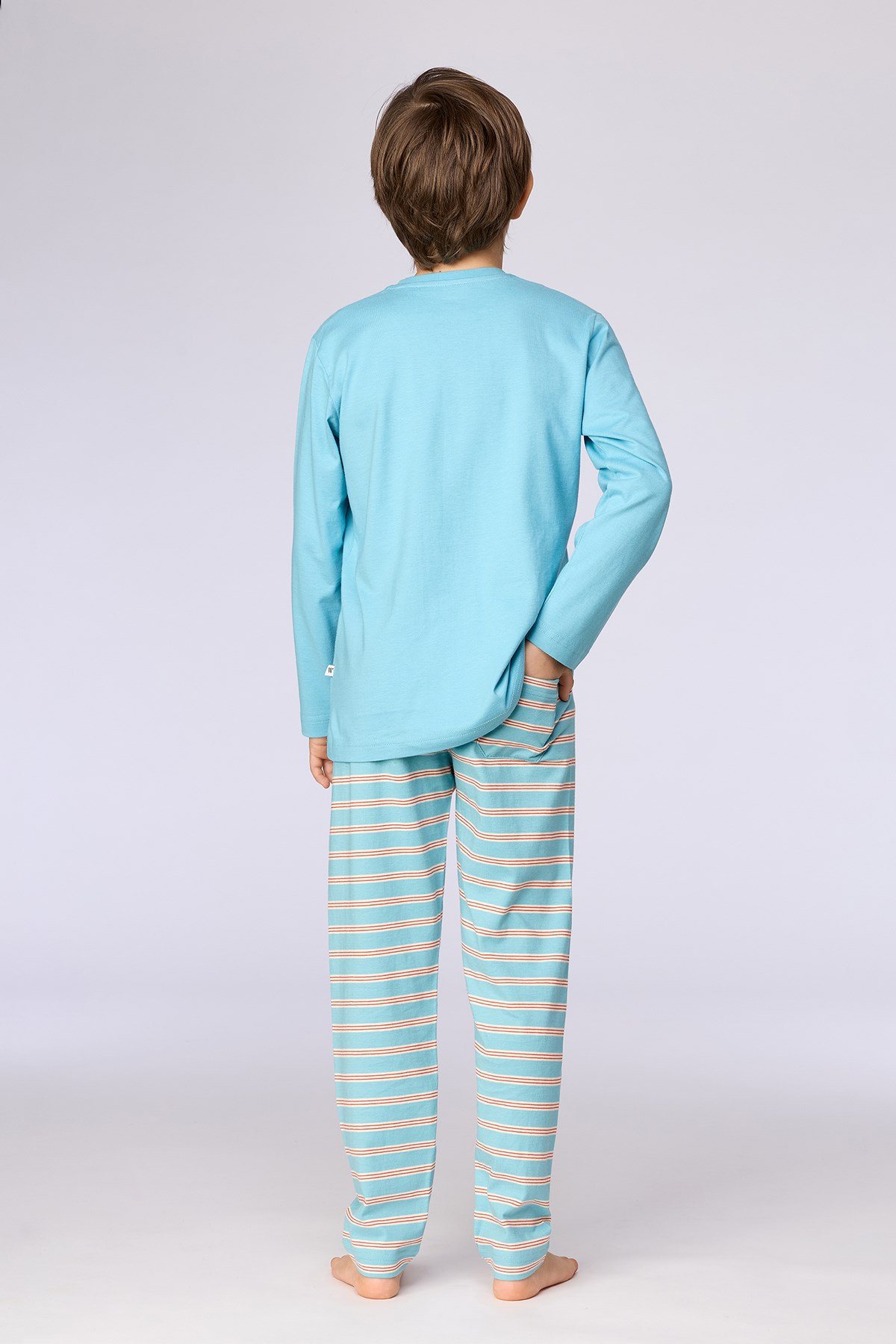 Uzaylı Karakter Baskılı Mavi Erkek Çocuk Pijama