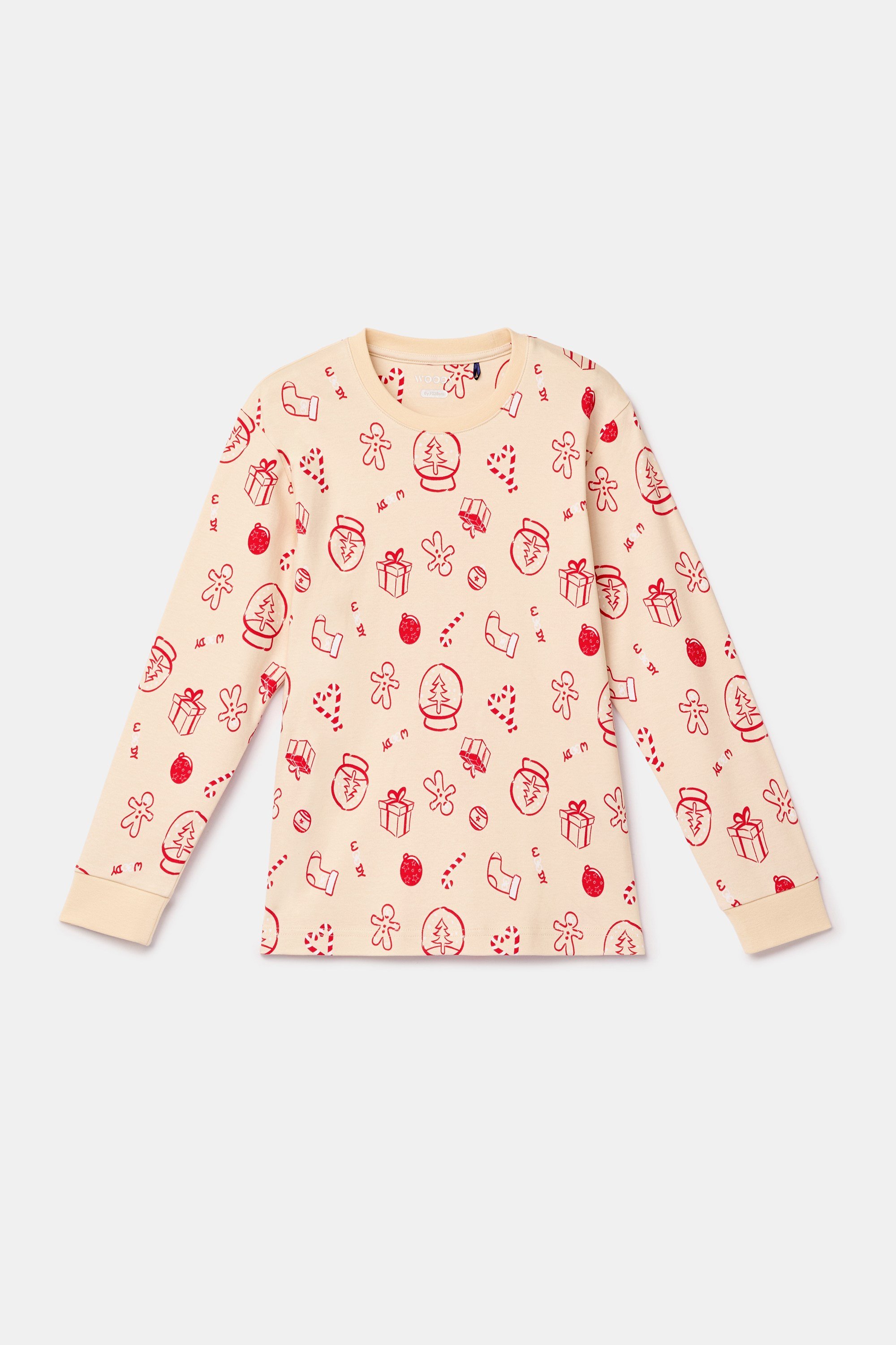 Yeni Yıl Temalı Ekru Erkek Çocuk Pijama