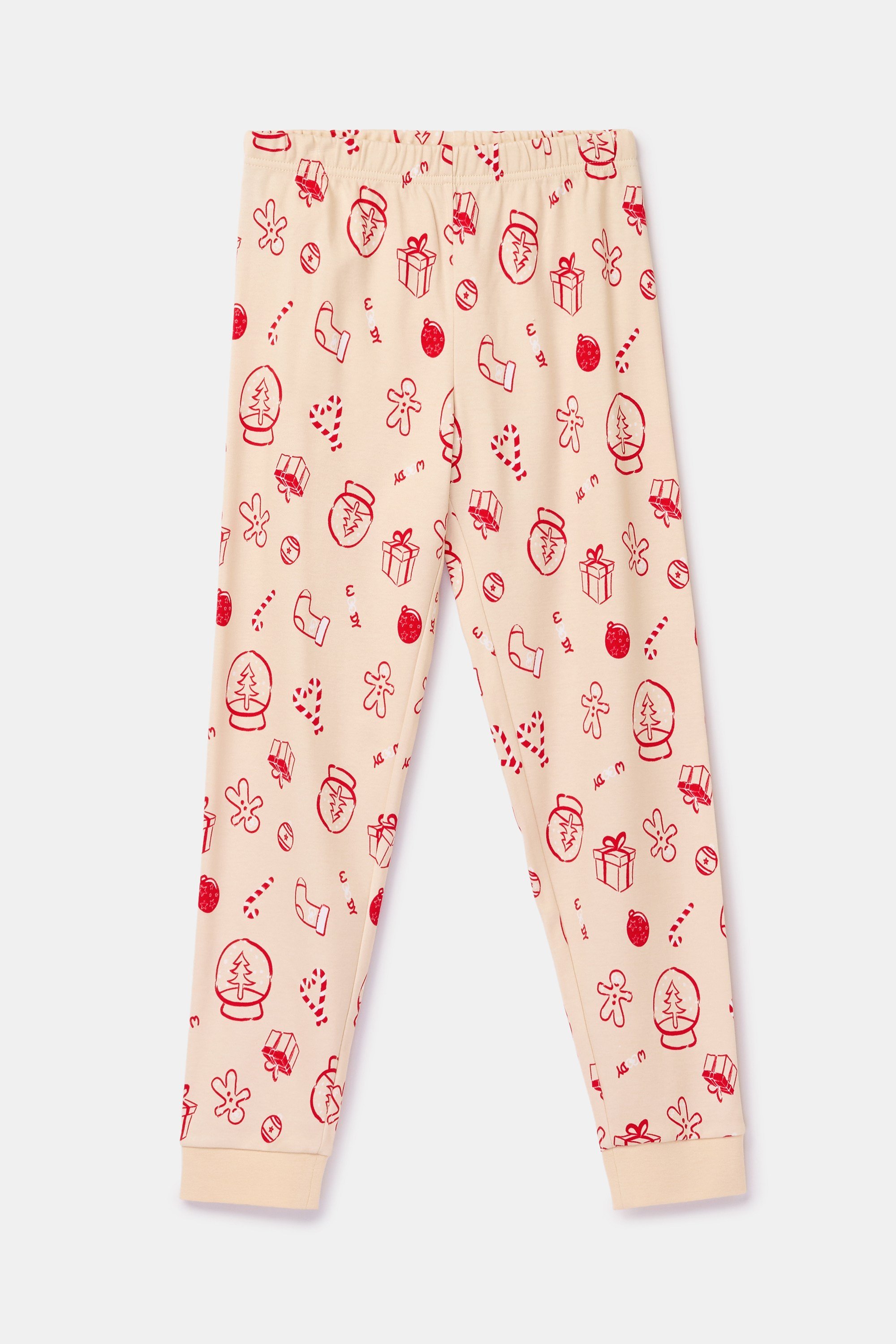 Yeni Yıl Temalı Ekru Erkek Çocuk Pijama