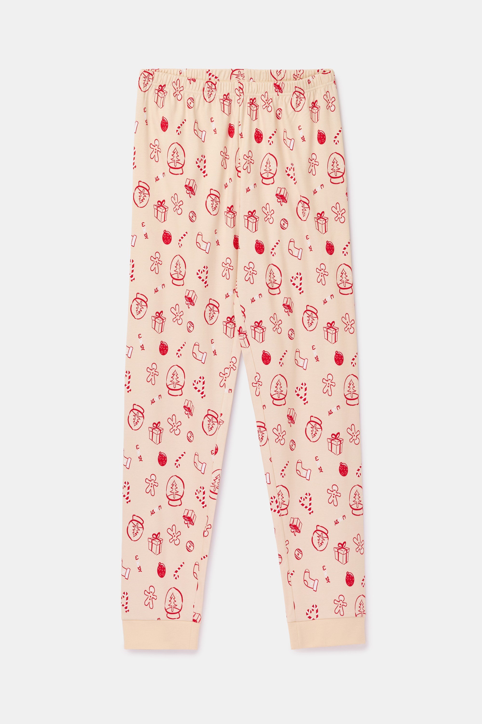 Yeni Yıl Temalı Ekru Erkek Pijama