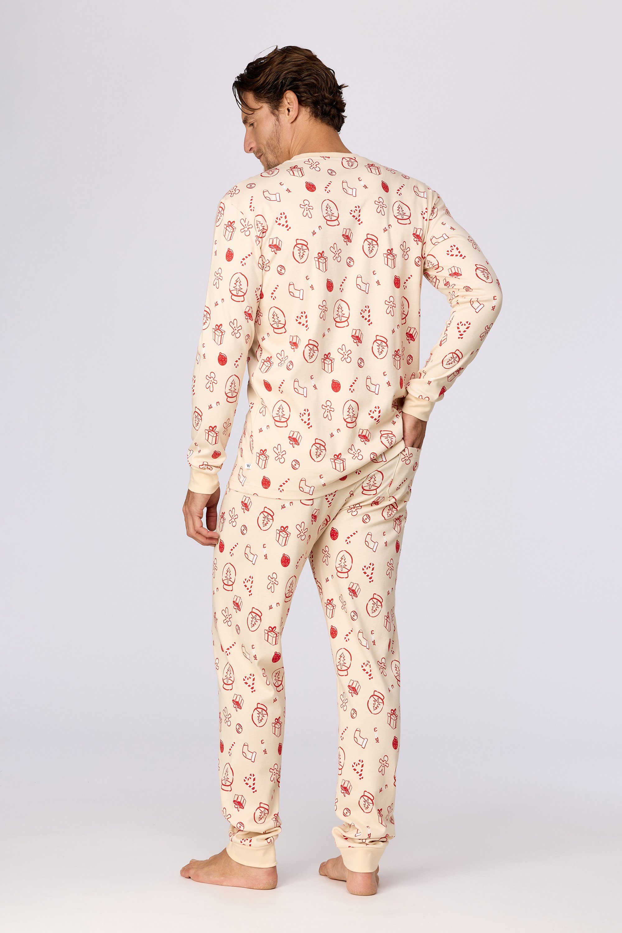Yeni Yıl Temalı Ekru Erkek Pijama