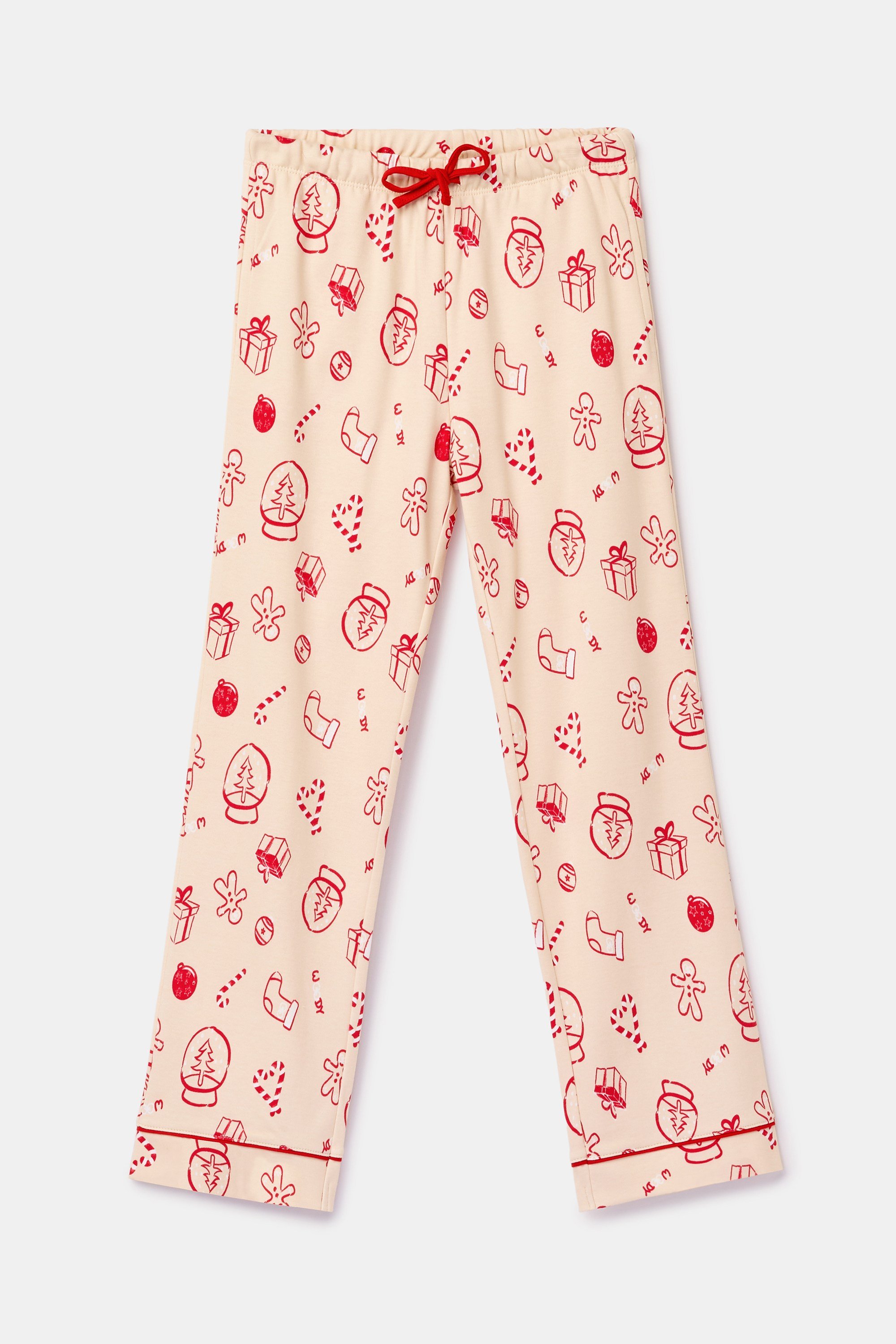 Yeni Yıl Temalı Ekru Kız Çocuk Pijama