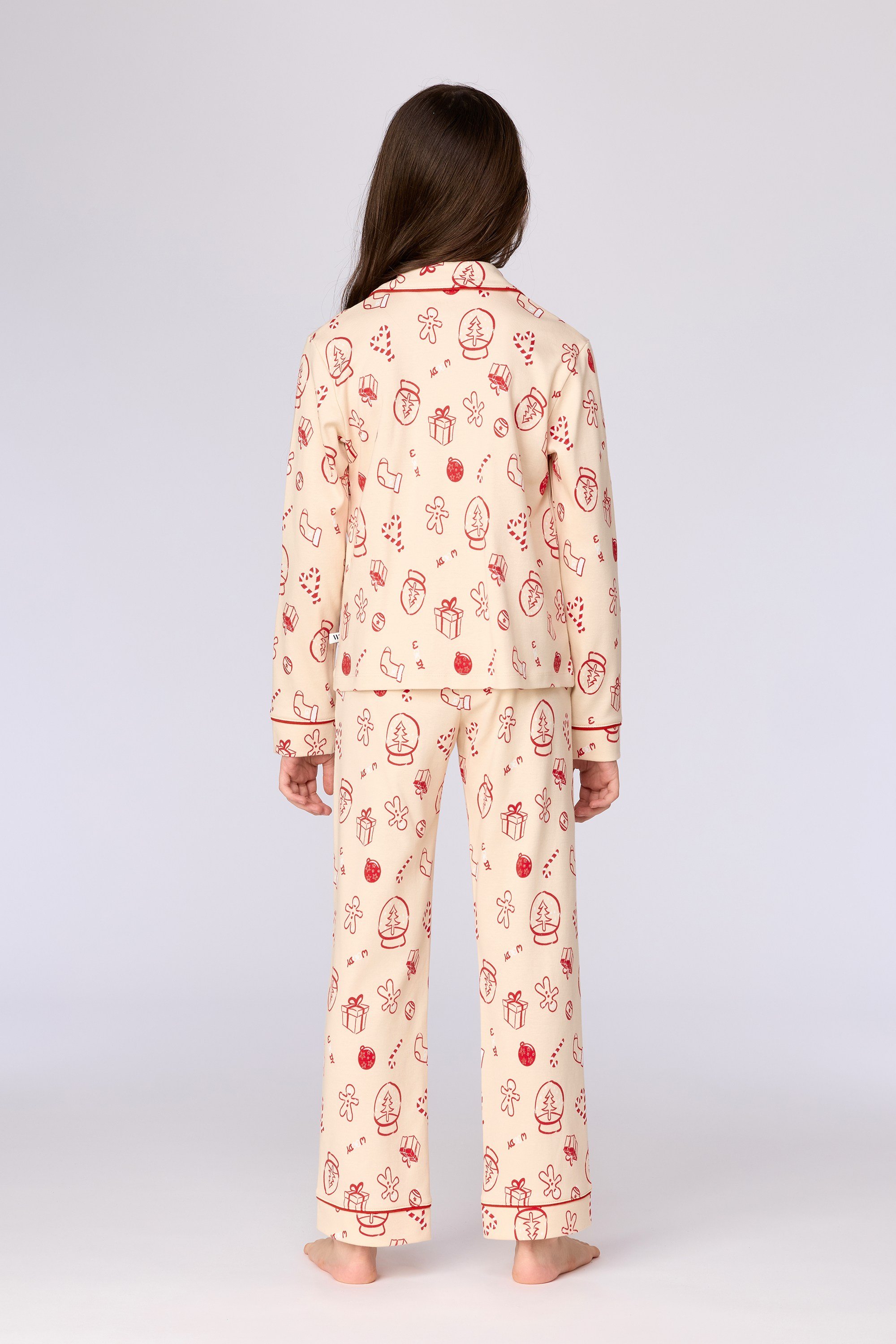 Yeni Yıl Temalı Ekru Kız Çocuk Pijama