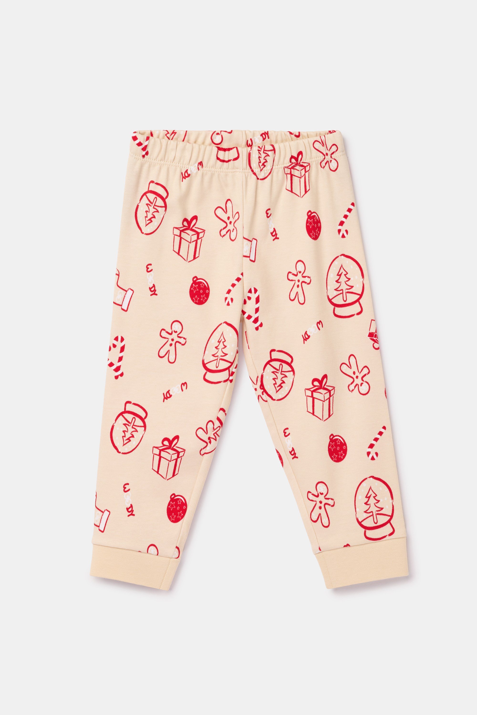 Yeni Yıl Temalı Ekru Pamuklu Bebek Pijama