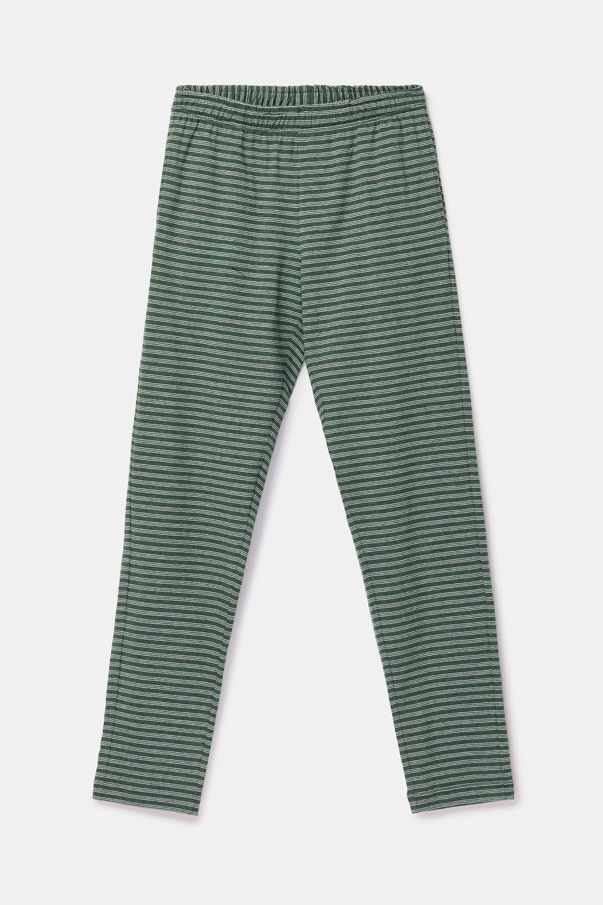Yeşil Çizgili Gömlek Yakalı Erkek Pijama Takım