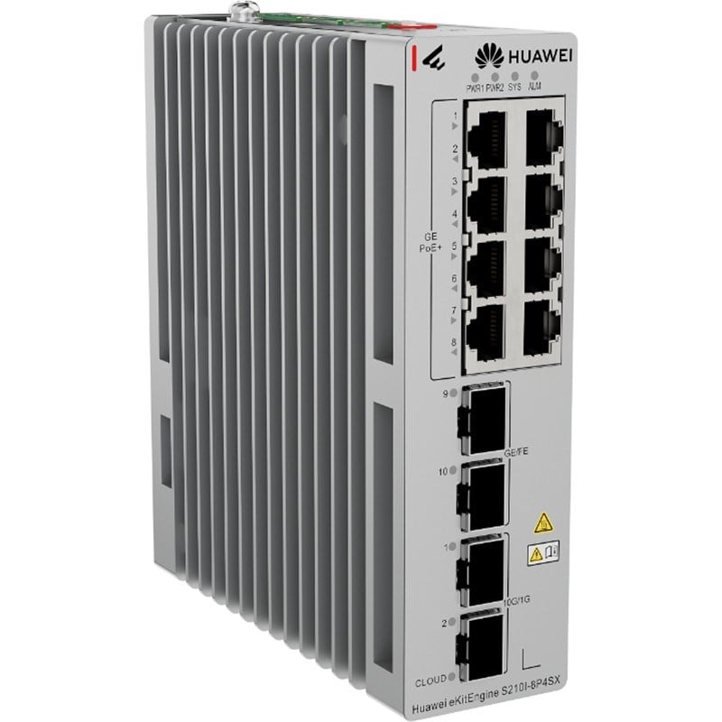 HUAWEI EKITENGINE S210I-8P4SX 8 PORT GIGABIT+2X2.5GB 2X10G SFP+ CLOUD YÖNETİLEBİLİR L2+ ENDÜSTRİYEL 240W POE SWITCH