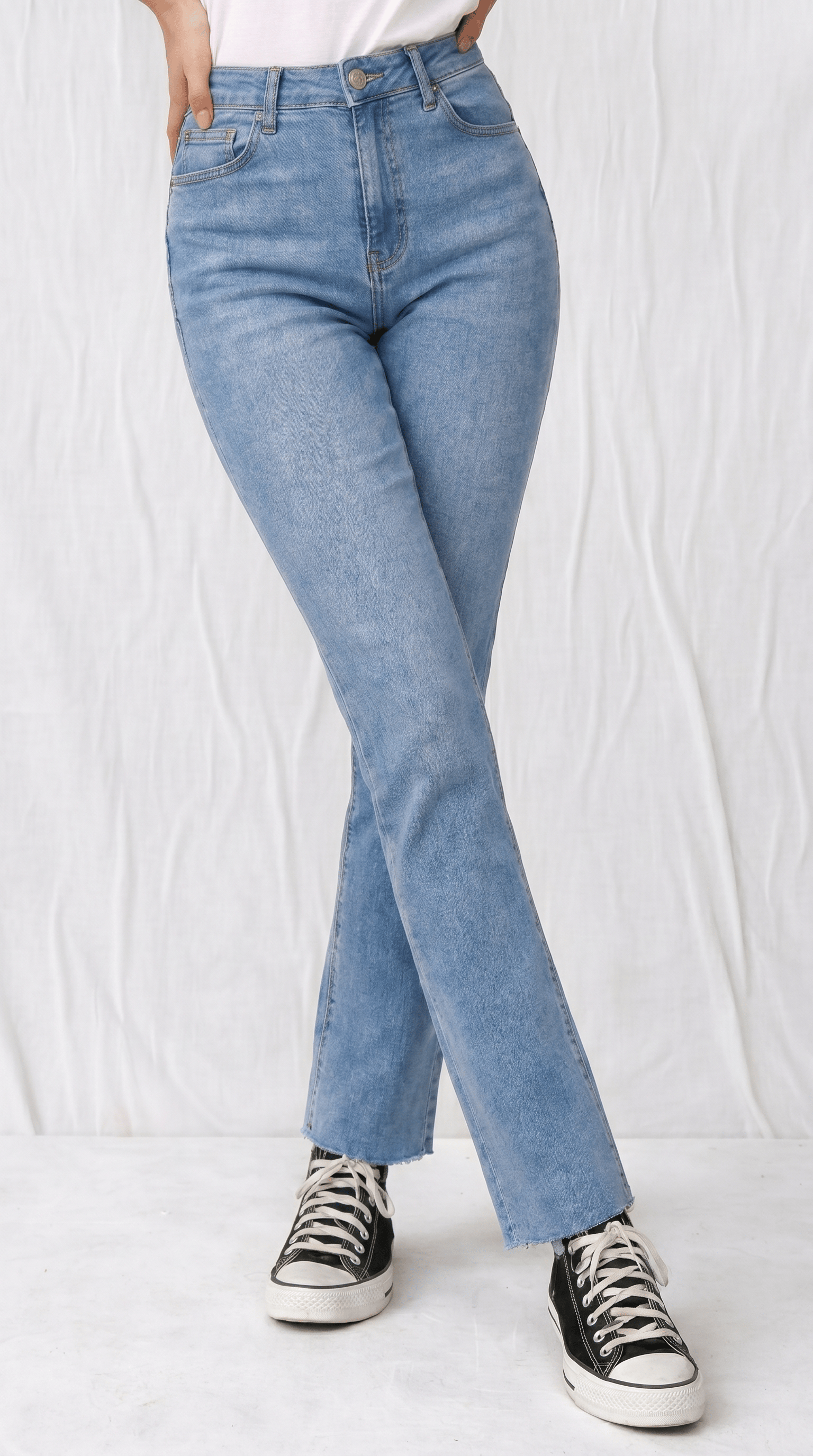 Casual Flare Crop Light Rodeo Kadın Jean Pantolon