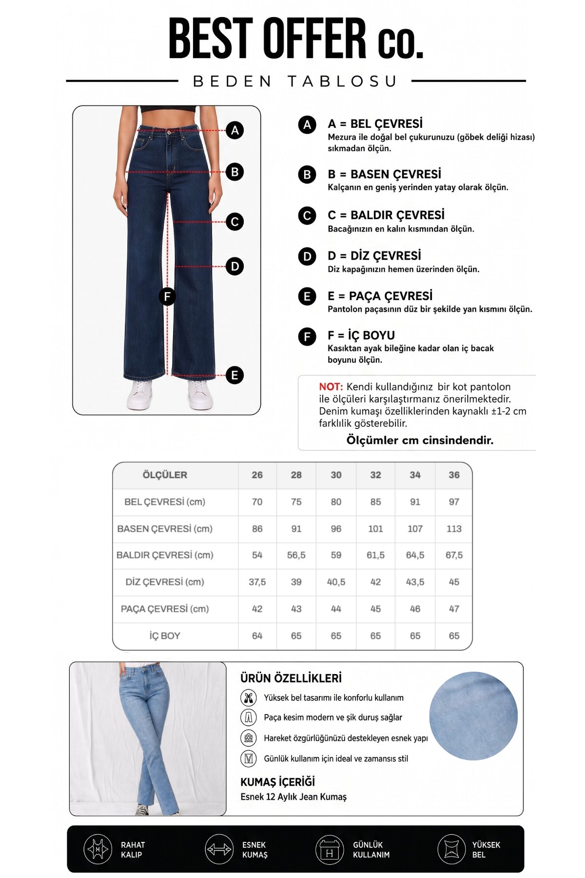 Casual Flare Crop Light Rodeo Kadın Jean Pantolon