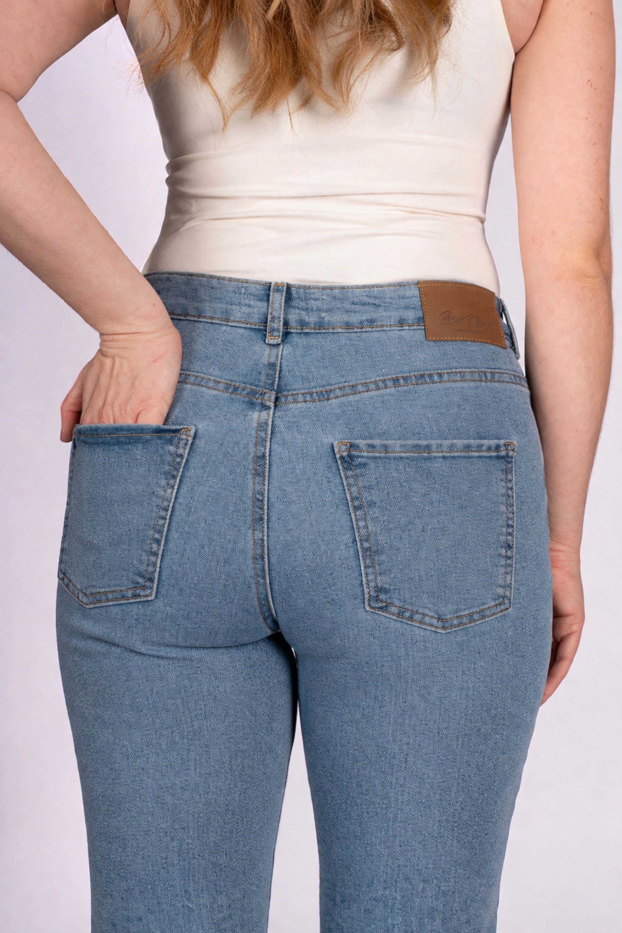 Mom Chic Yüksek Bel Mom Kalıp Açık Indigo Kadın Jean Pantolon