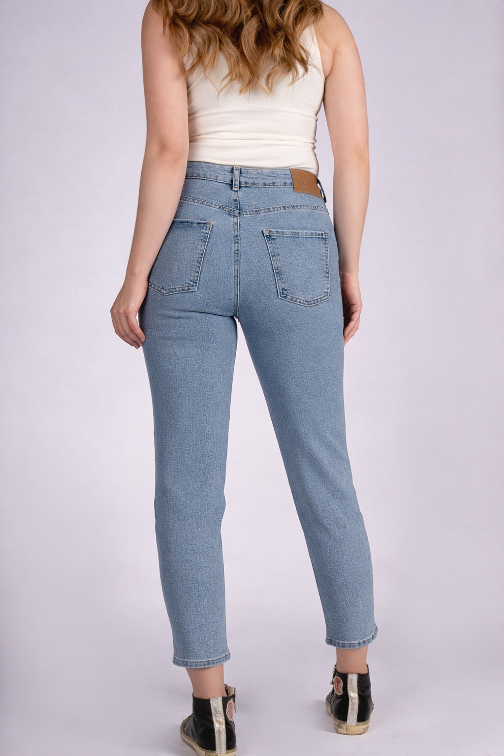 Mom Chic Yüksek Bel Mom Kalıp Açık Indigo Kadın Jean Pantolon