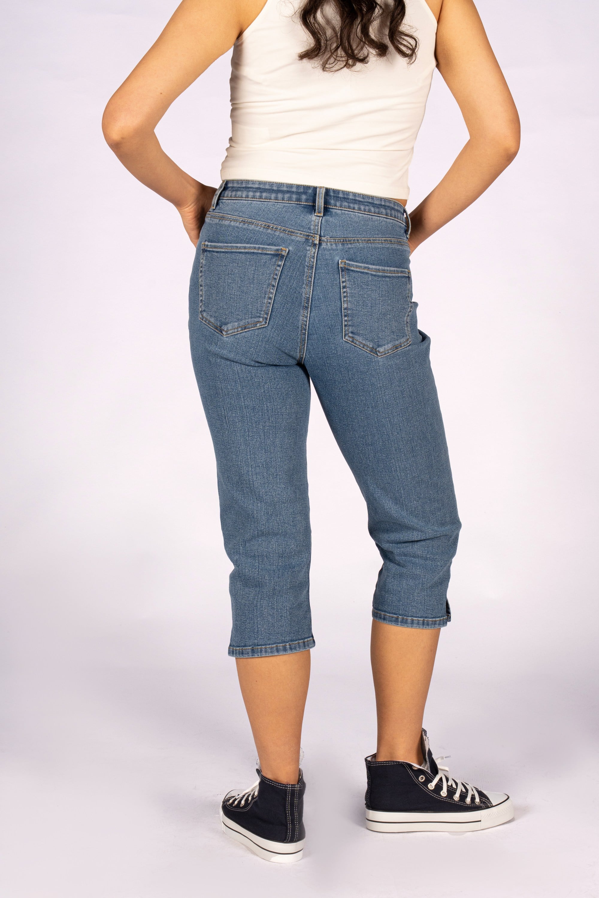 Sunny Sculpy Slim Fit Yüksek Bel Kapri Boy Indigo Kadın Jean Pantolon