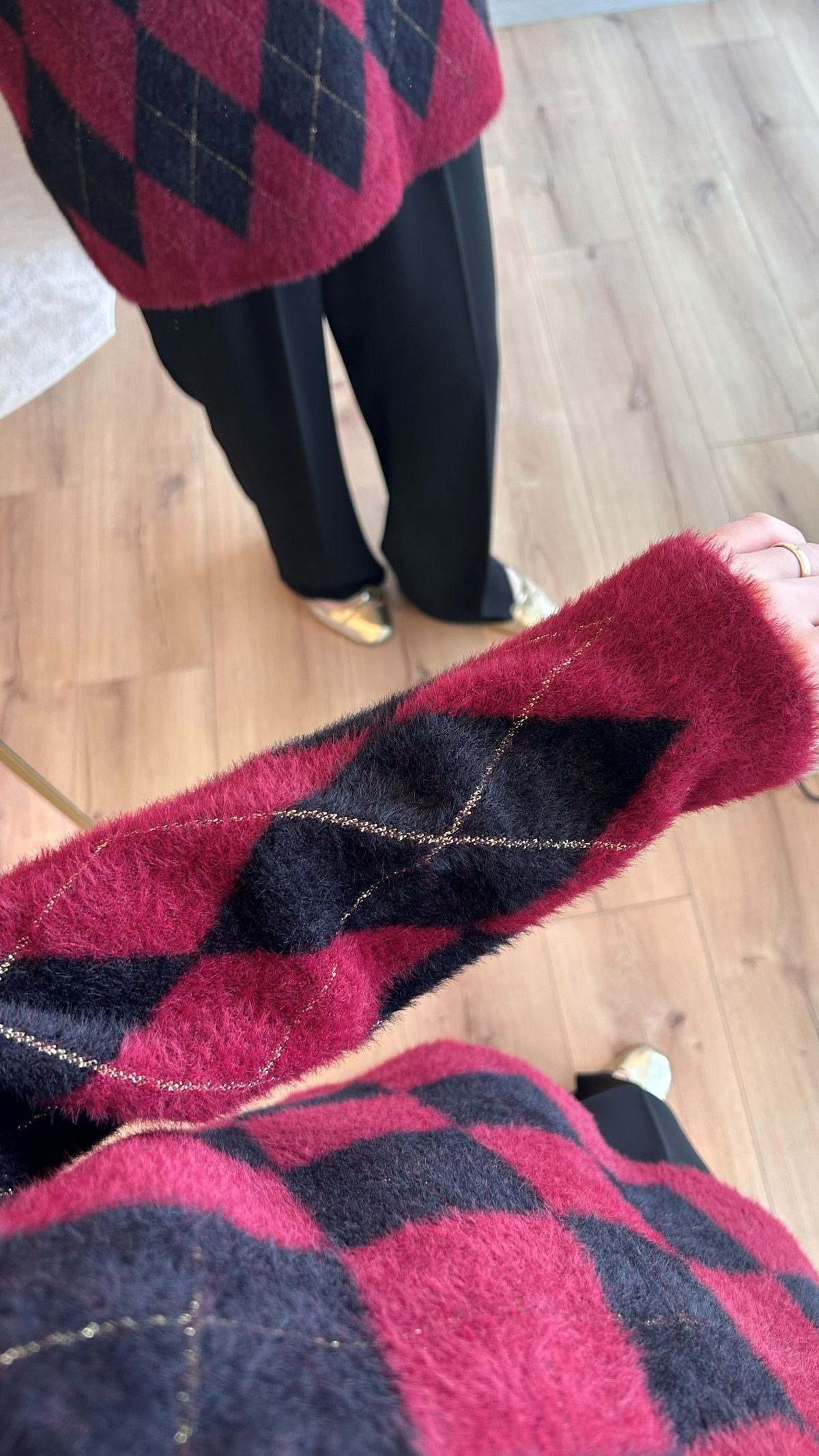 Bordo Baklava Desen Angora Kazak