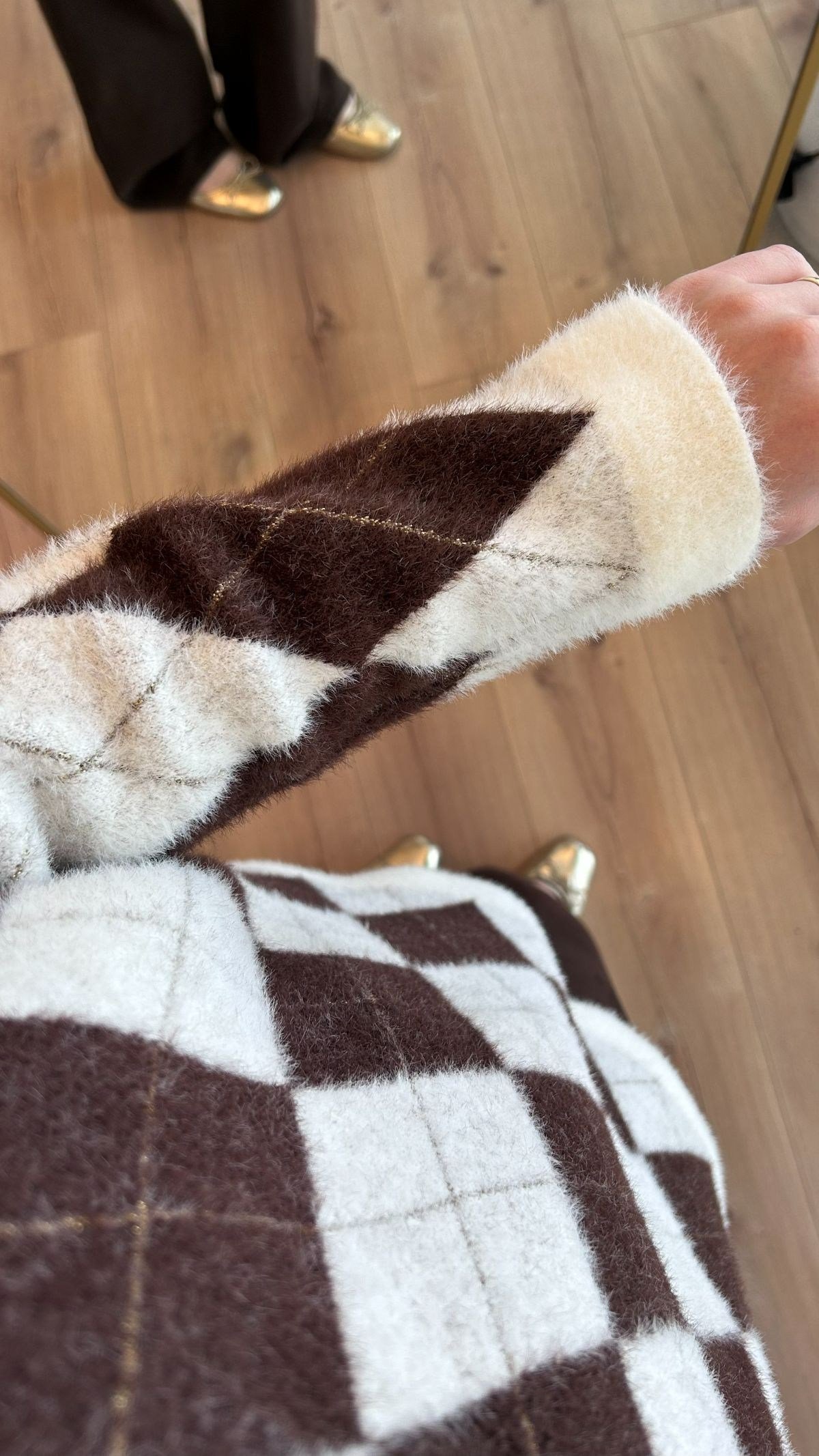 Ekru Baklava Desen Angora Desen