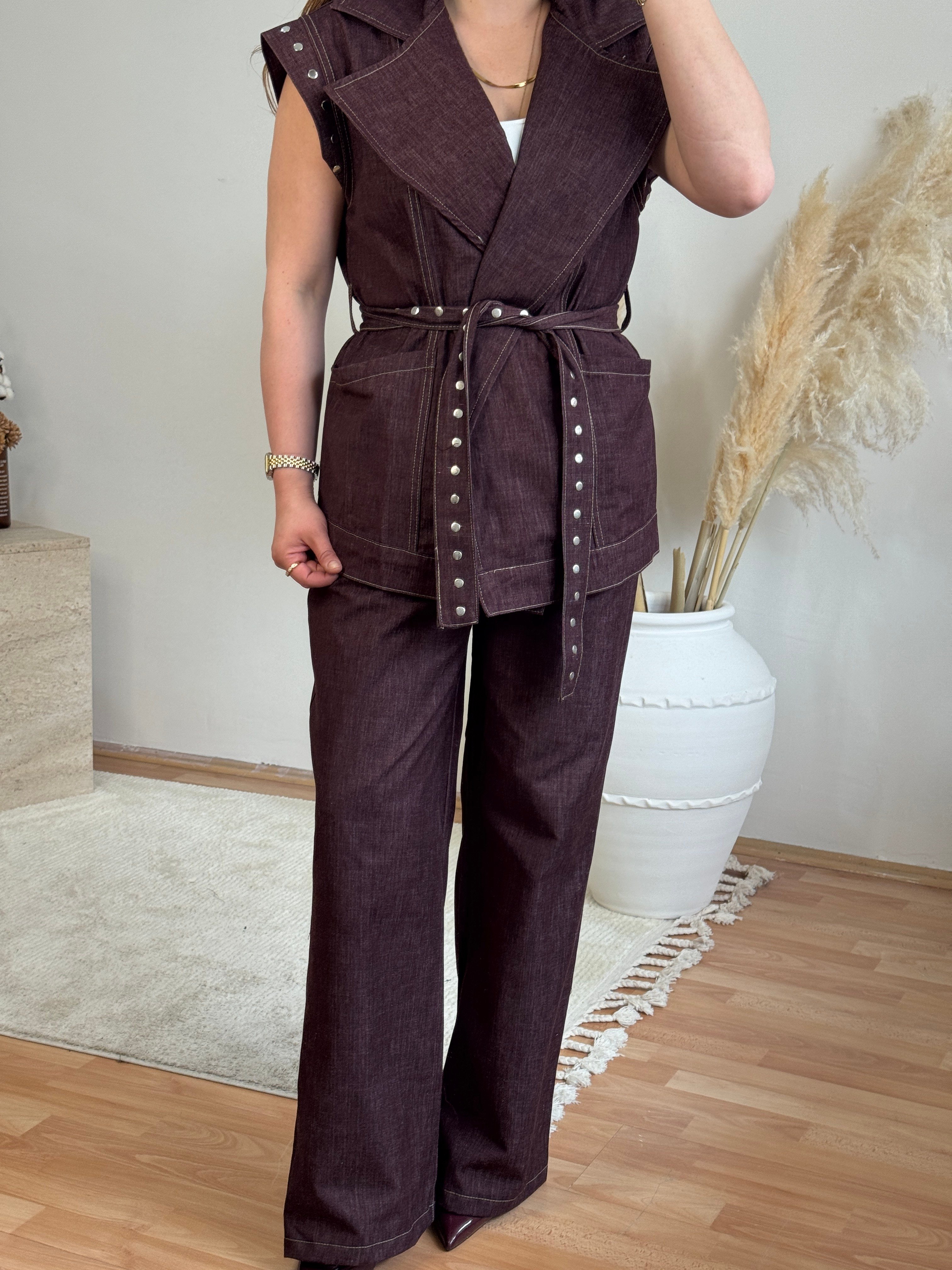  Denim Yelekli Takım