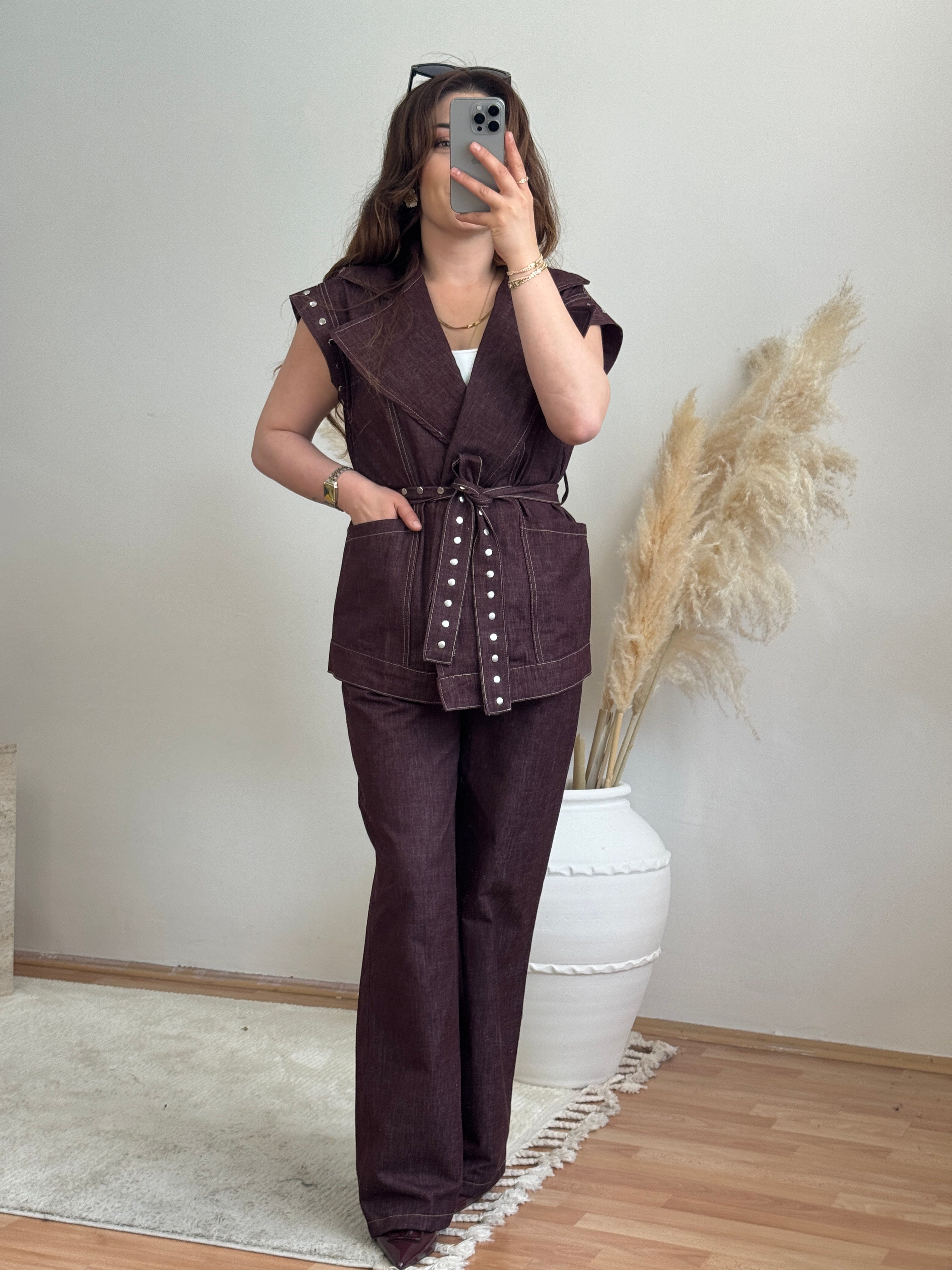  Denim Yelekli Takım