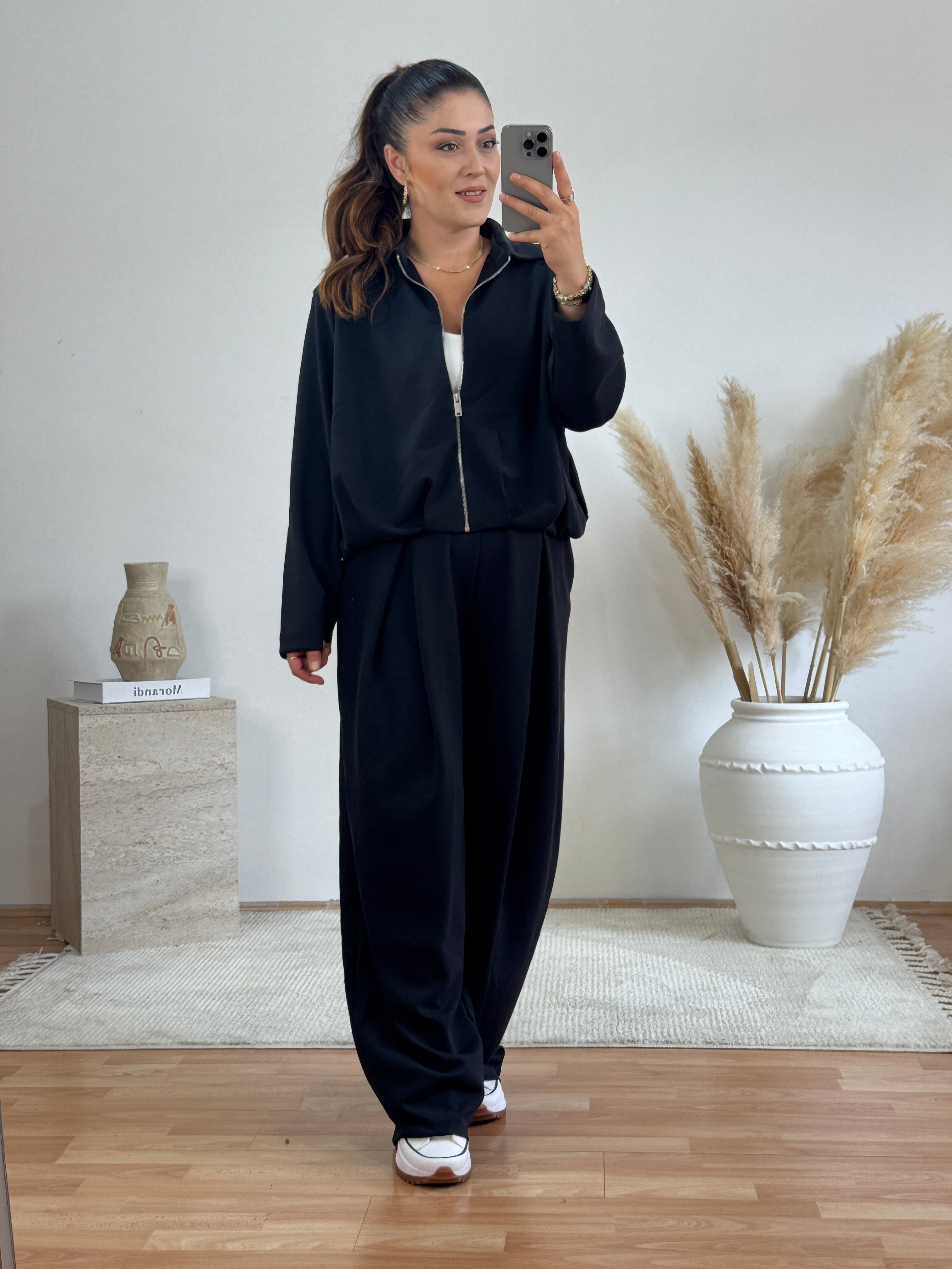     Soft Modal Bomber Takım-Siyah