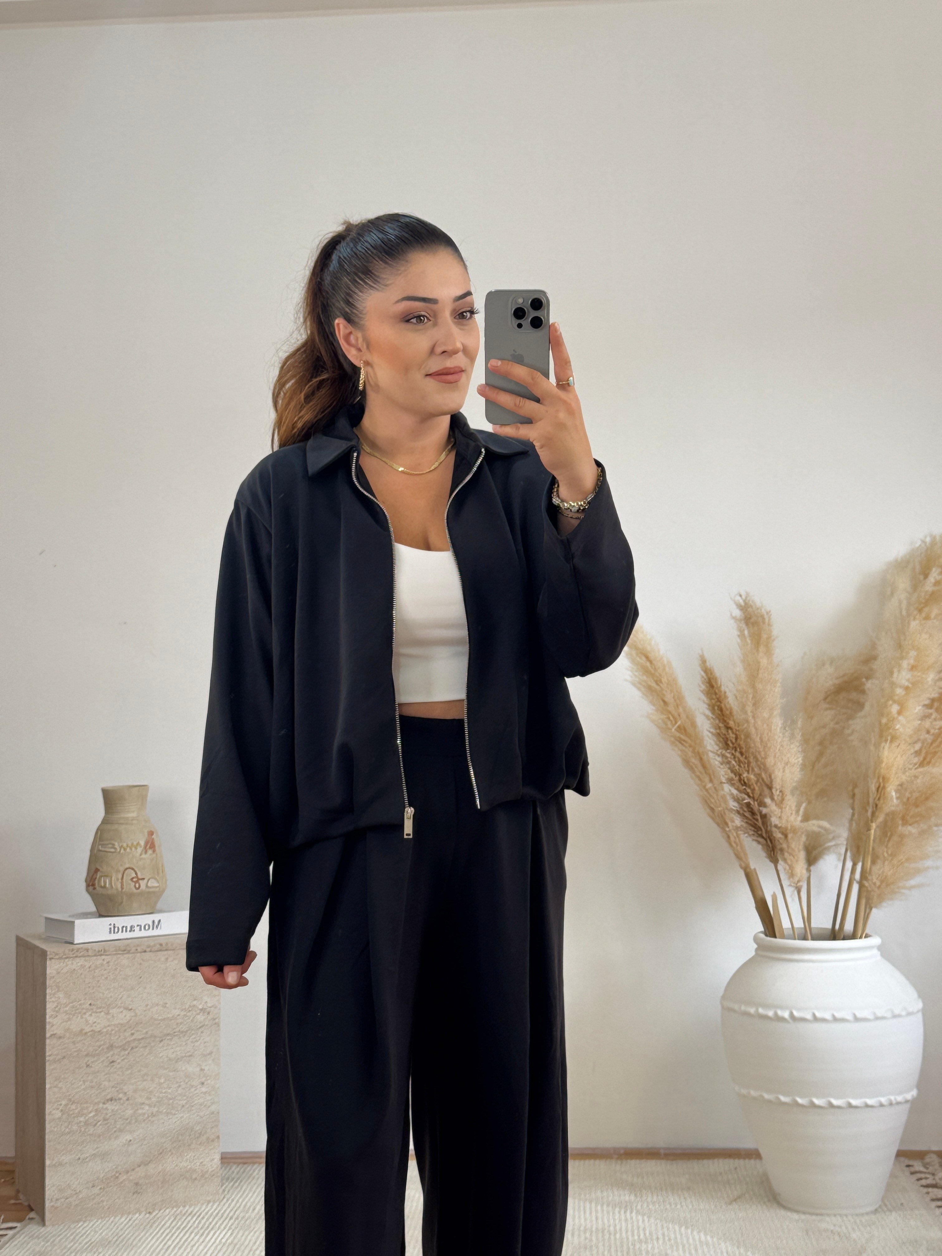     Soft Modal Bomber Takım-Siyah
