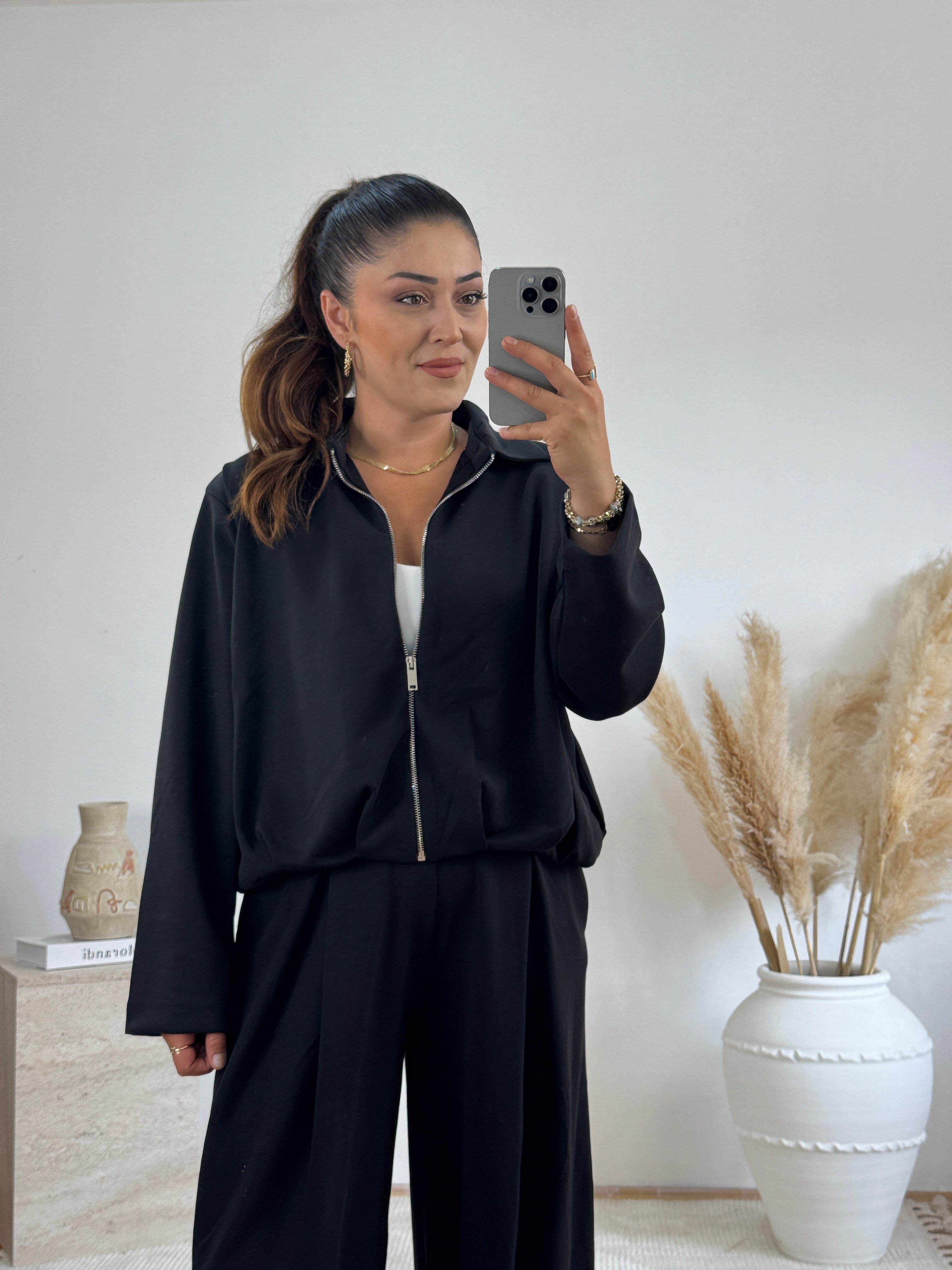     Soft Modal Bomber Takım-Siyah