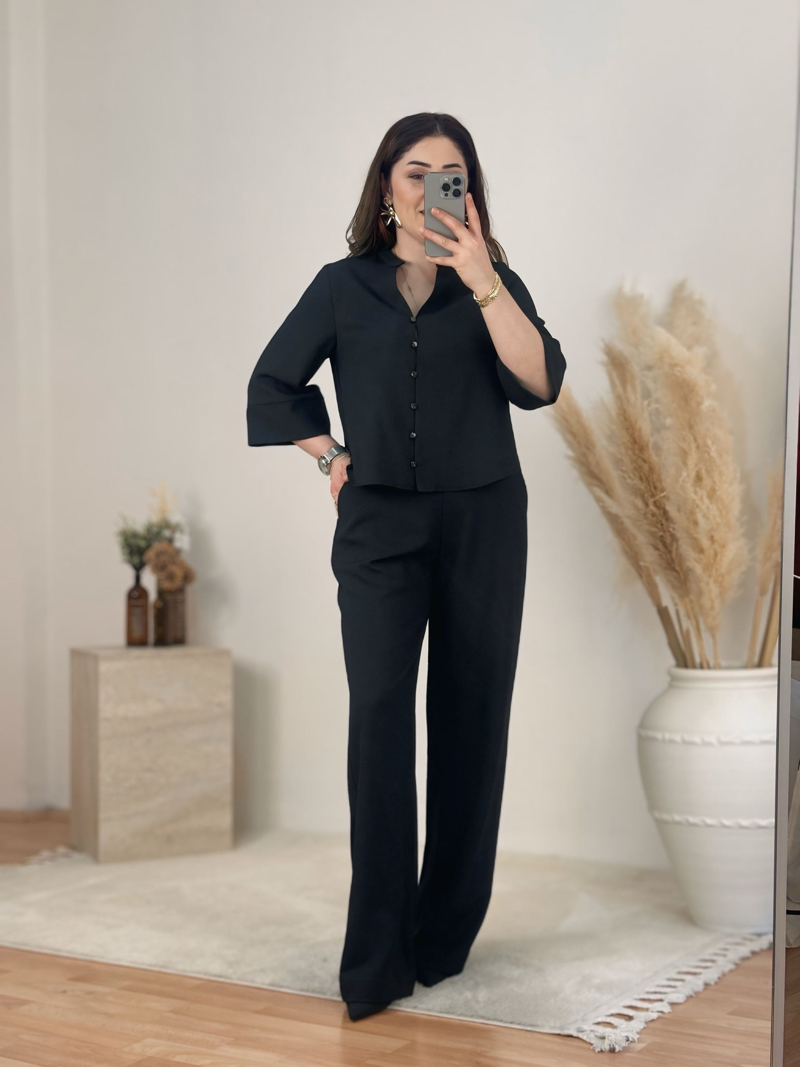 Dilvin Düğme Detaylı Premium Takım