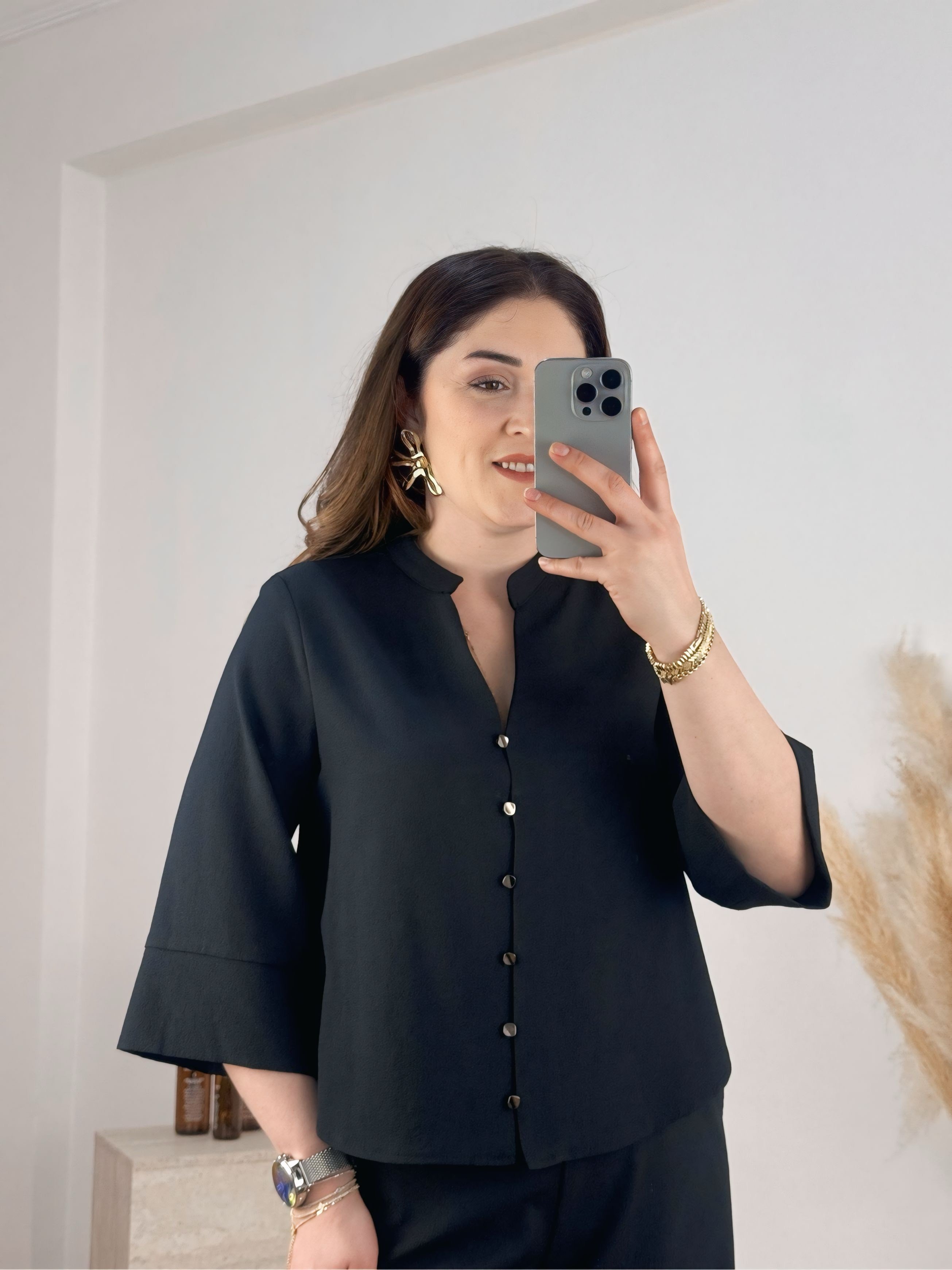 Dilvin Düğme Detaylı Premium Takım