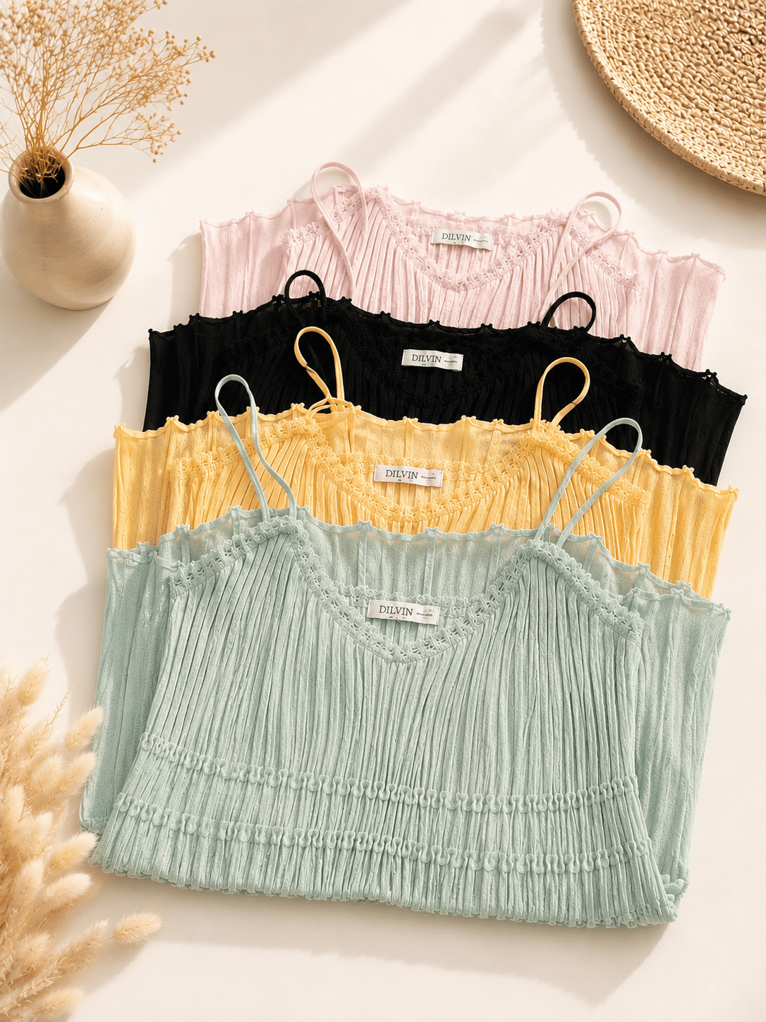 Fitilli Askılı Triko Bluz-Mint 