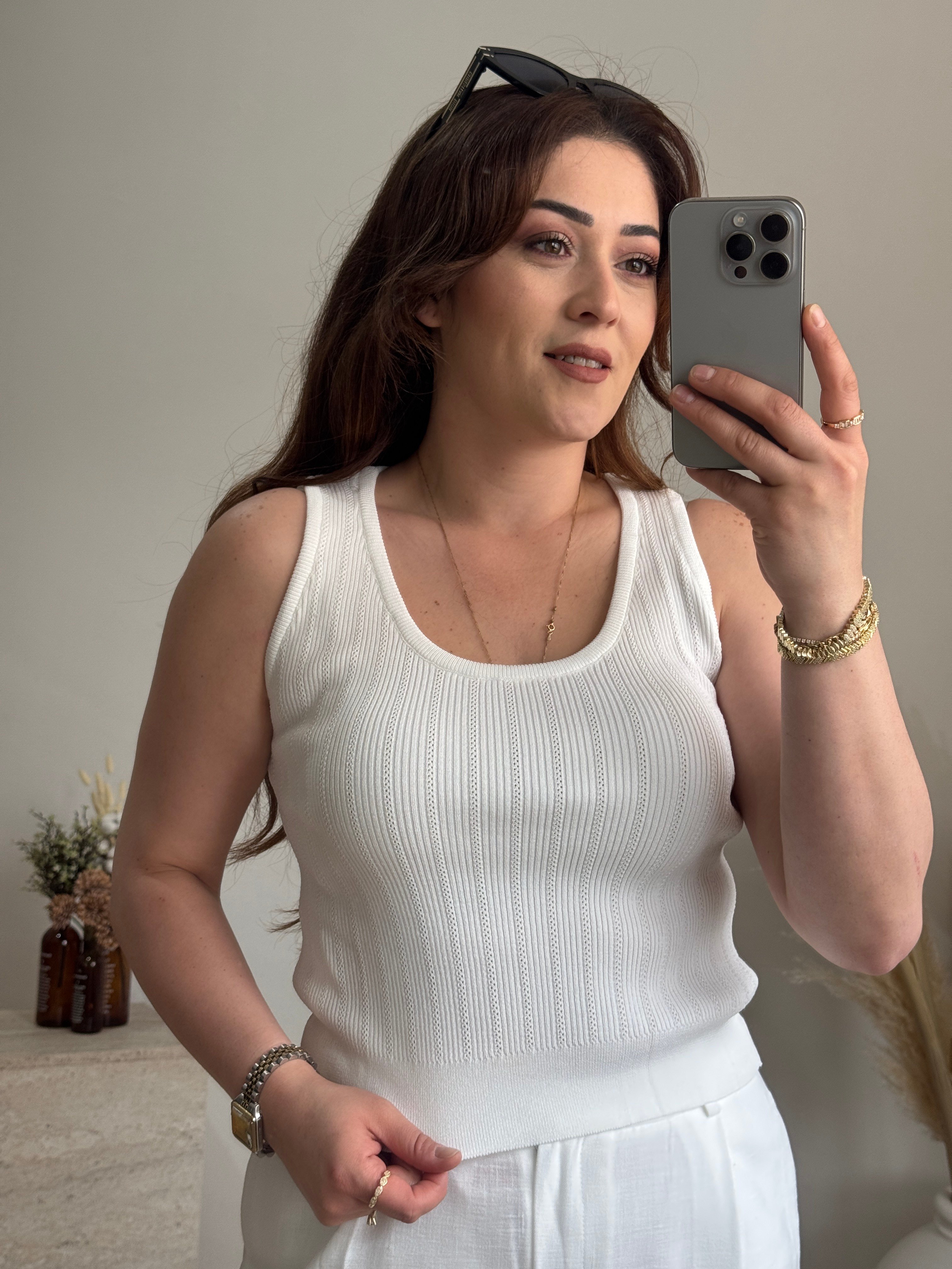 Fitilli Triko Atlet-Beyaz