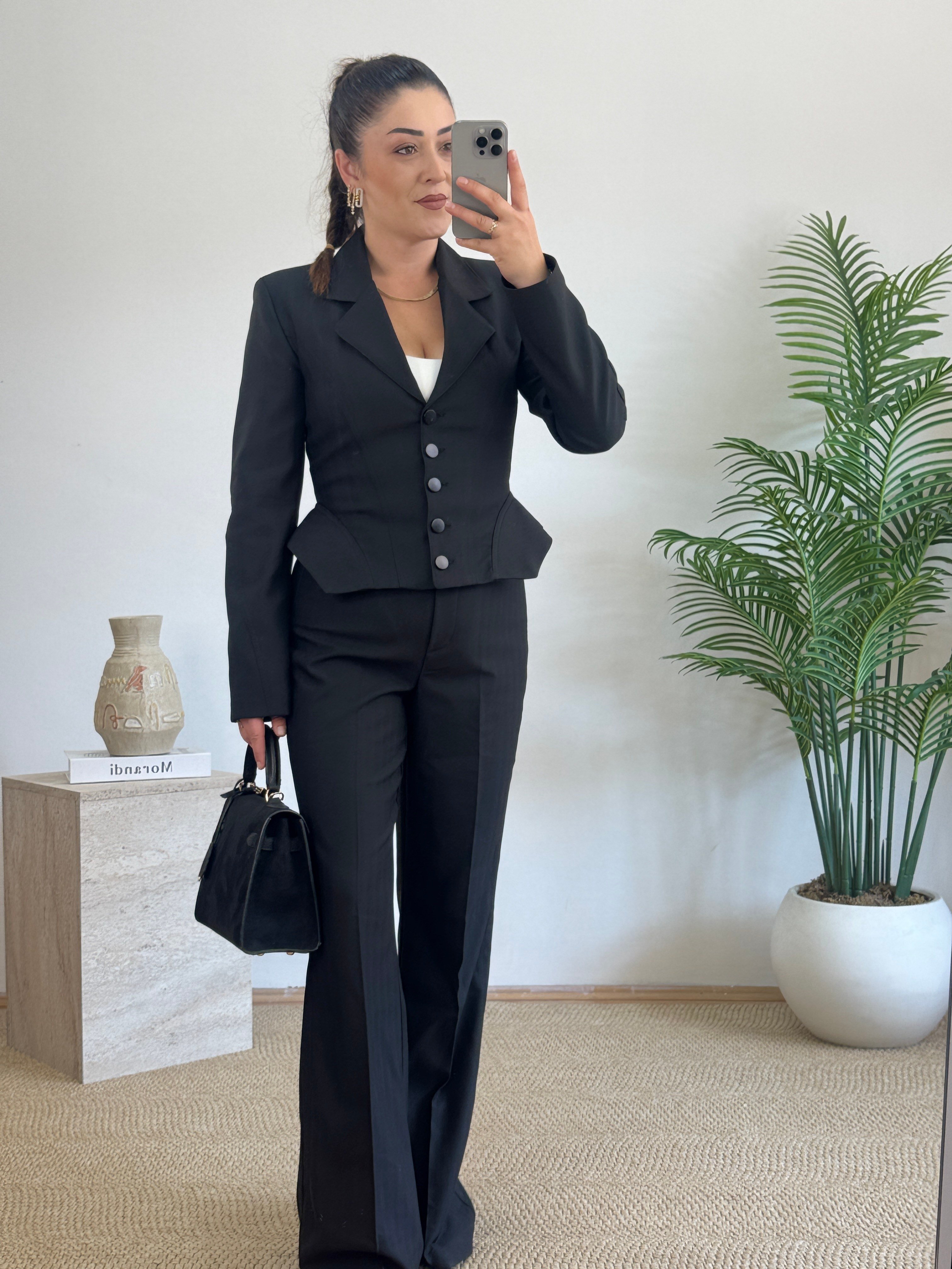 Korsaj Kesim Düğmeli Blazer Ceket