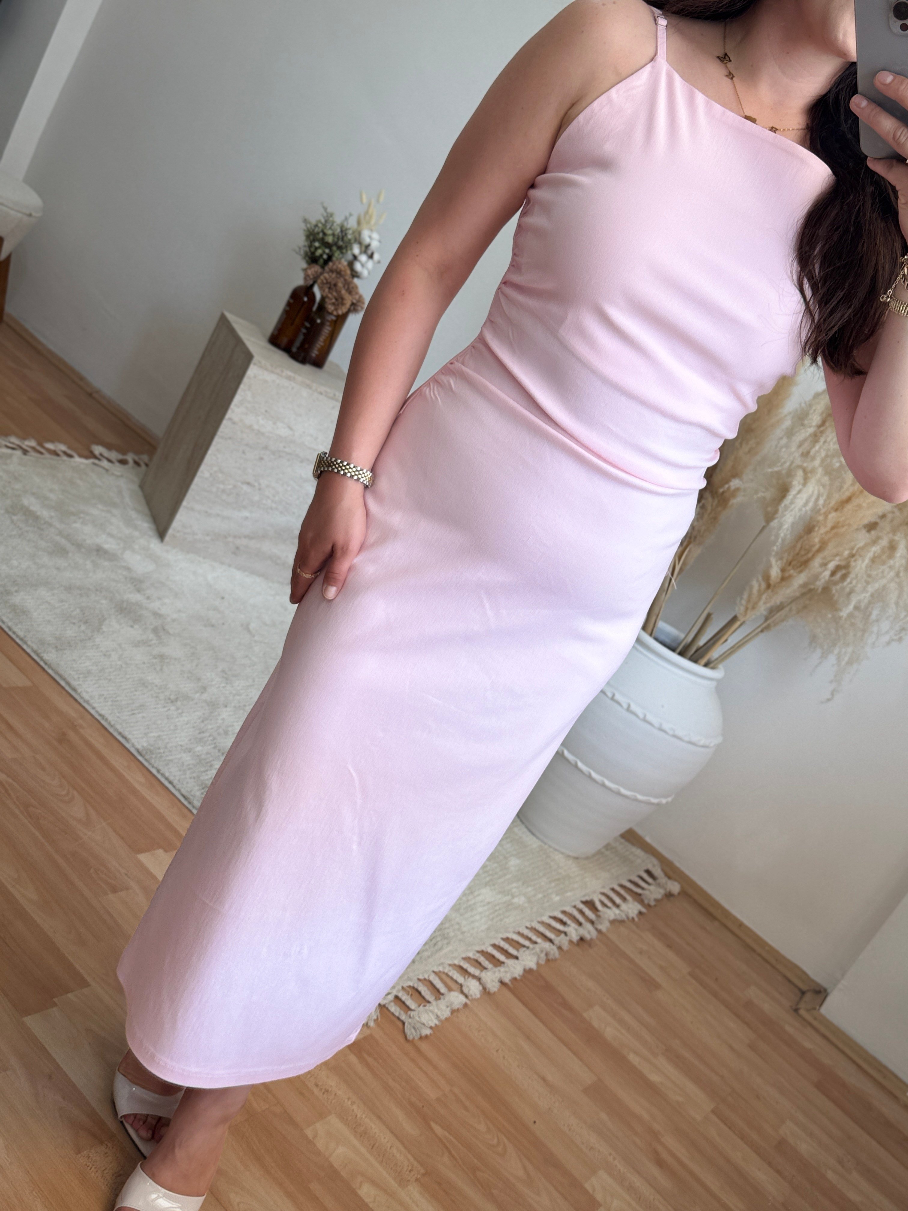 Midi Elbise-Pembe