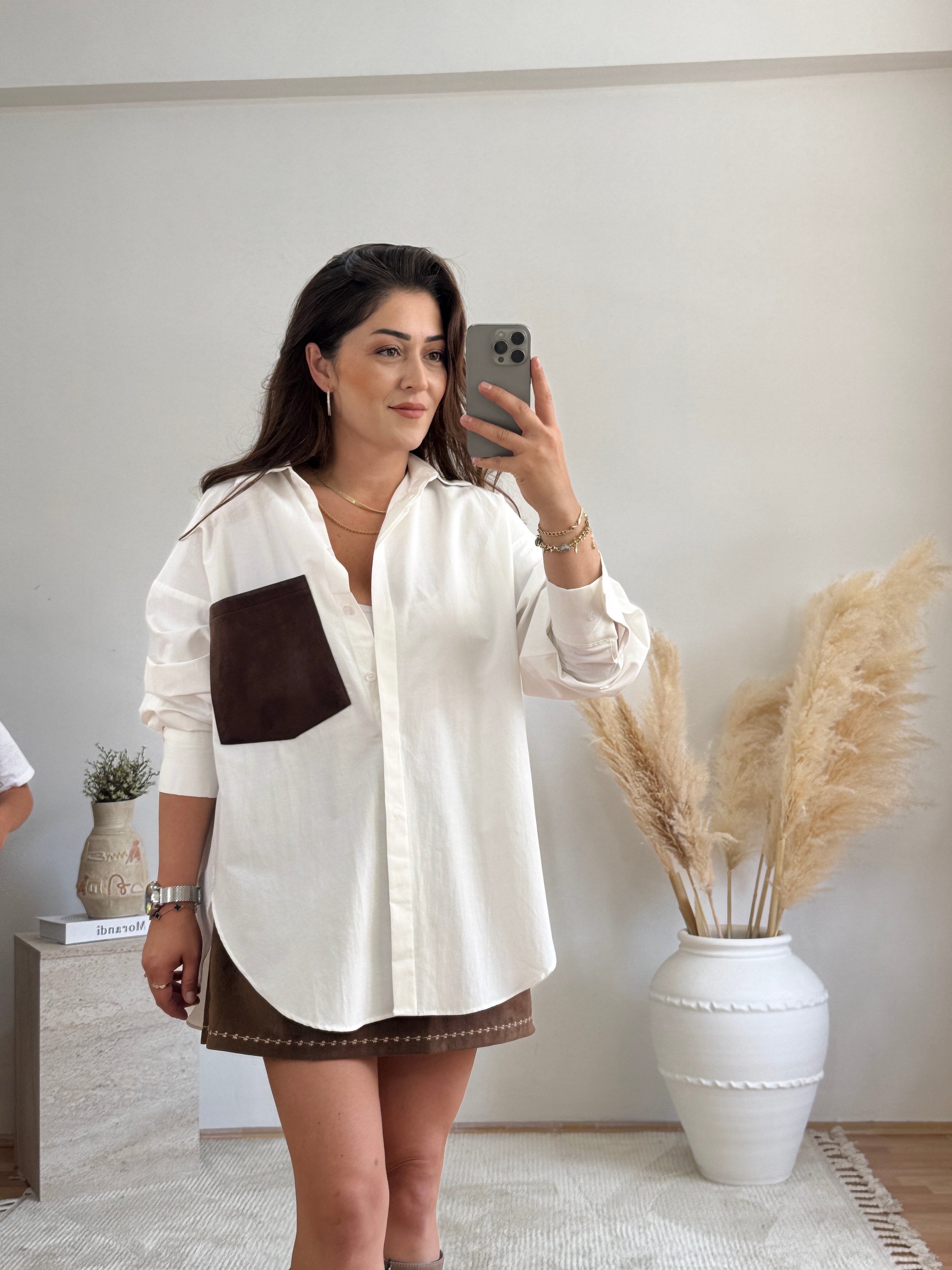 Oversize Baskılı Gömlek 
