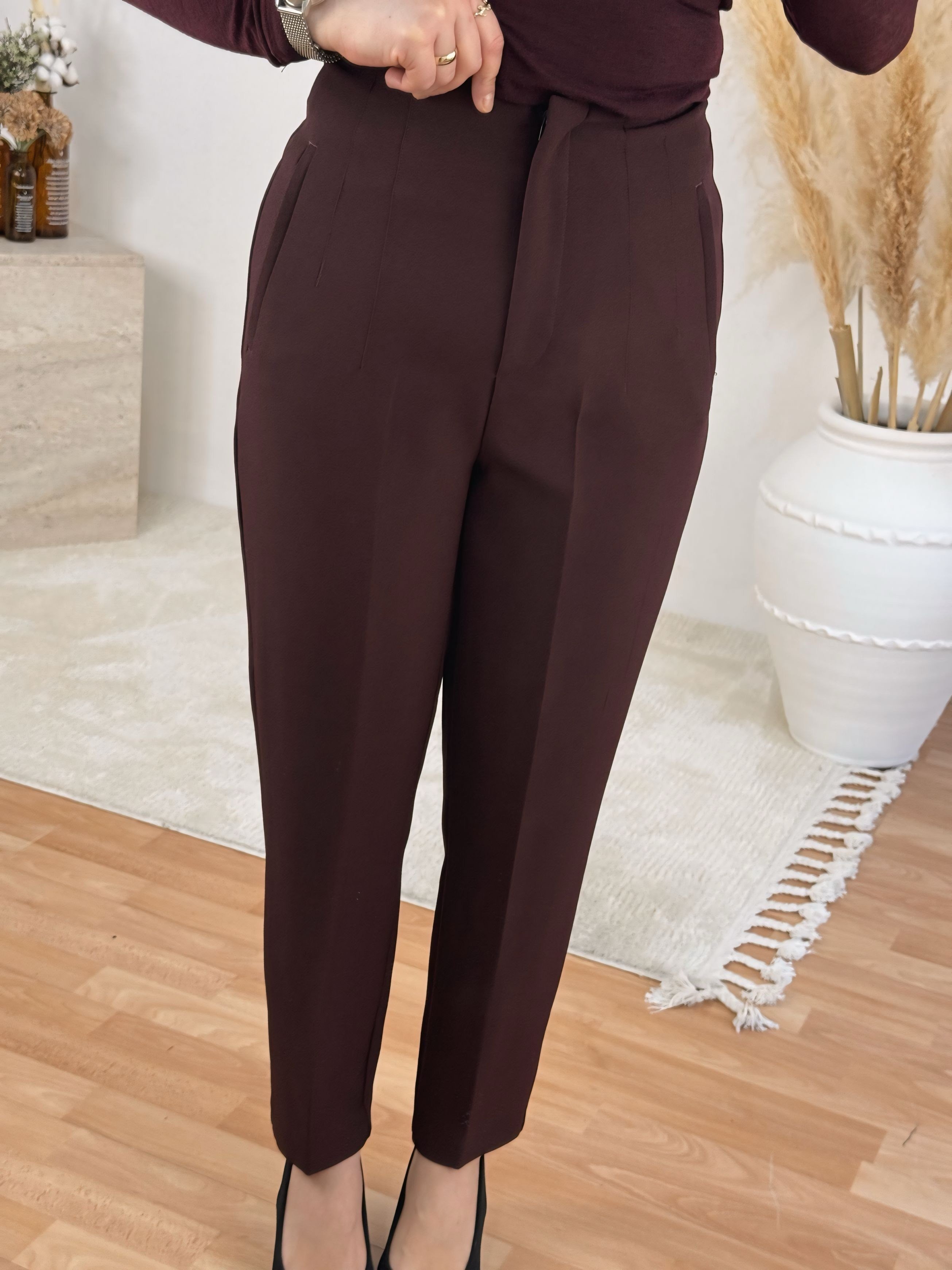 Pensli Havuç Pantolon-Mürdüm