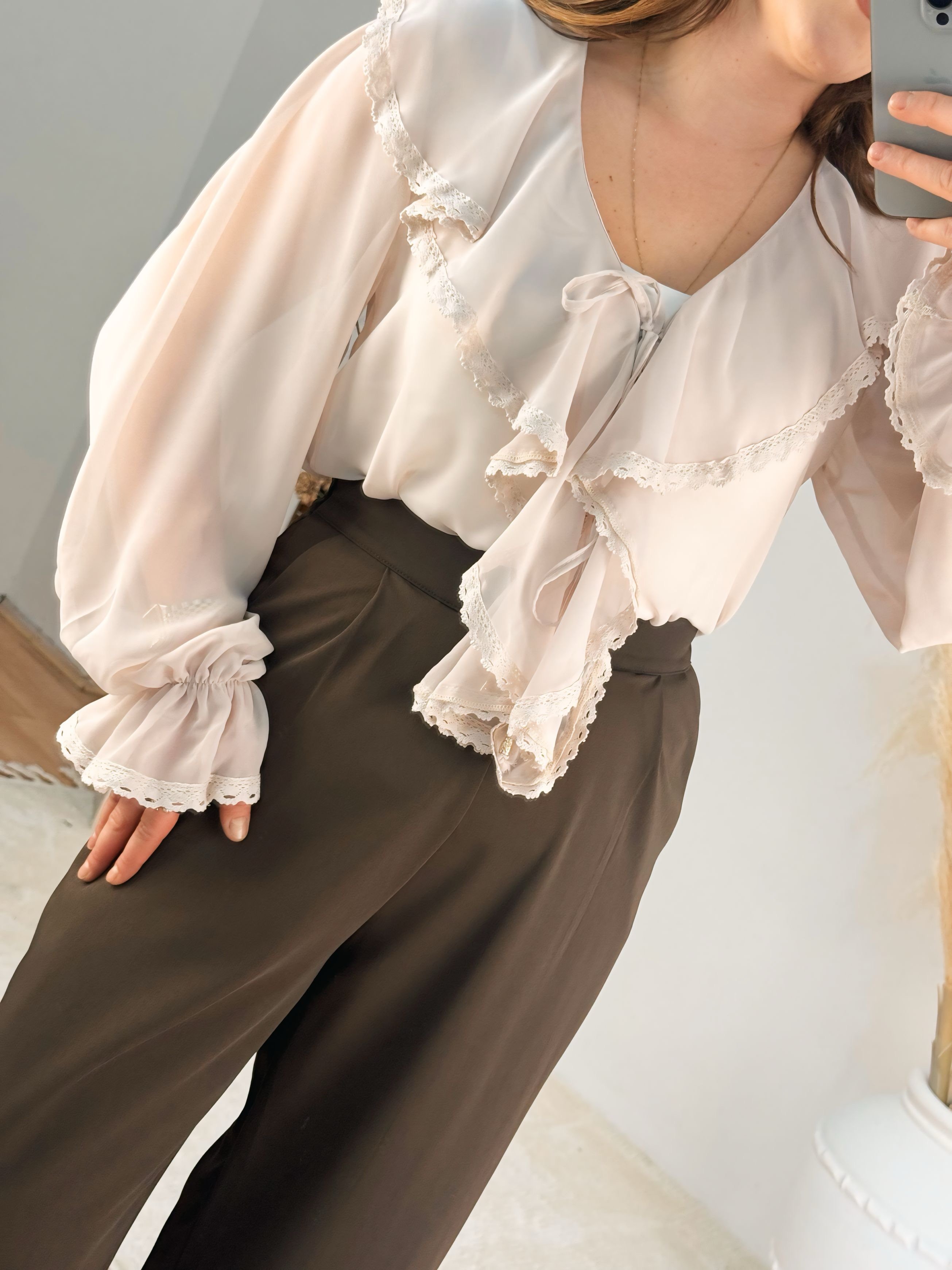 Premium Yüksek Bel Düz Paça Pantolon-Kahve