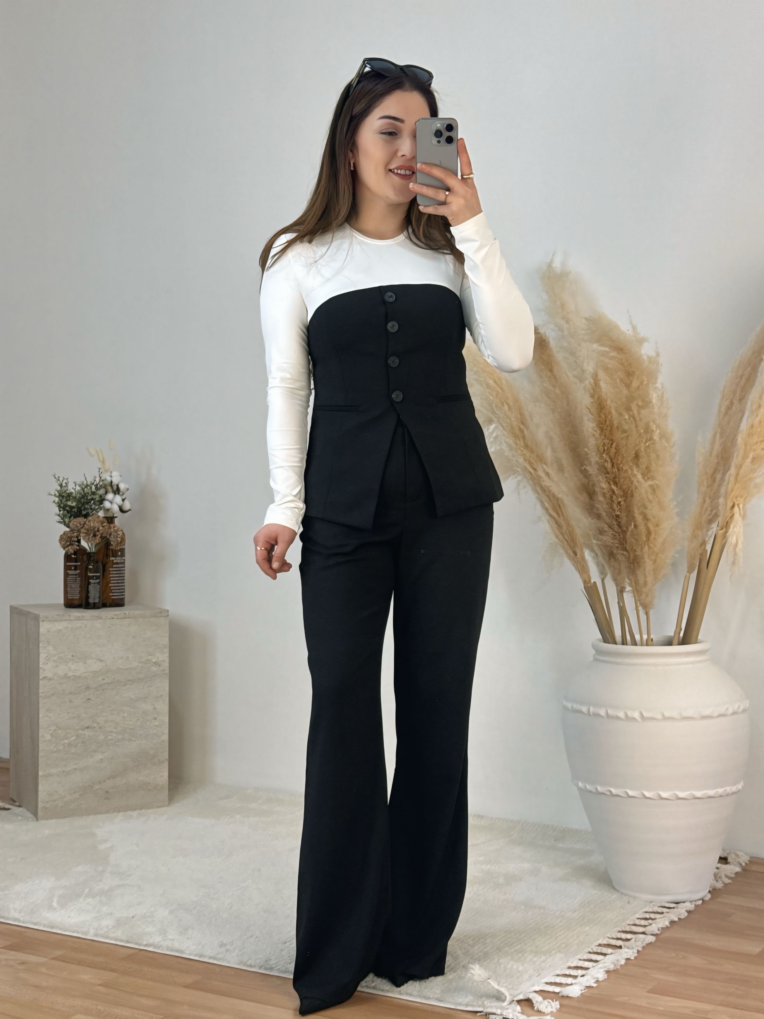 Yüksek Bel Klasik Kumaş Pantolon – Siyah
