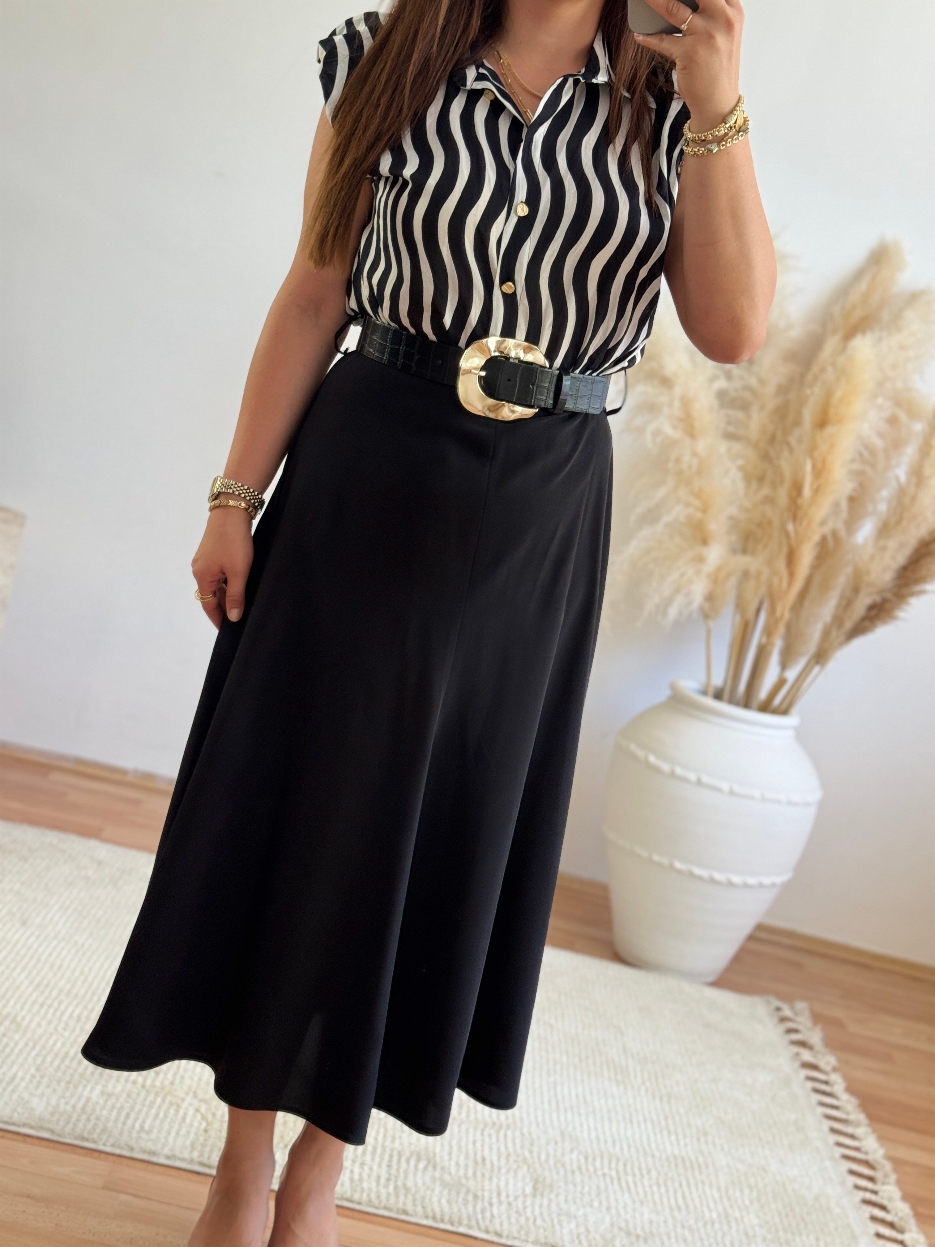 ZebraDesenli Kemerli Midi Elbise