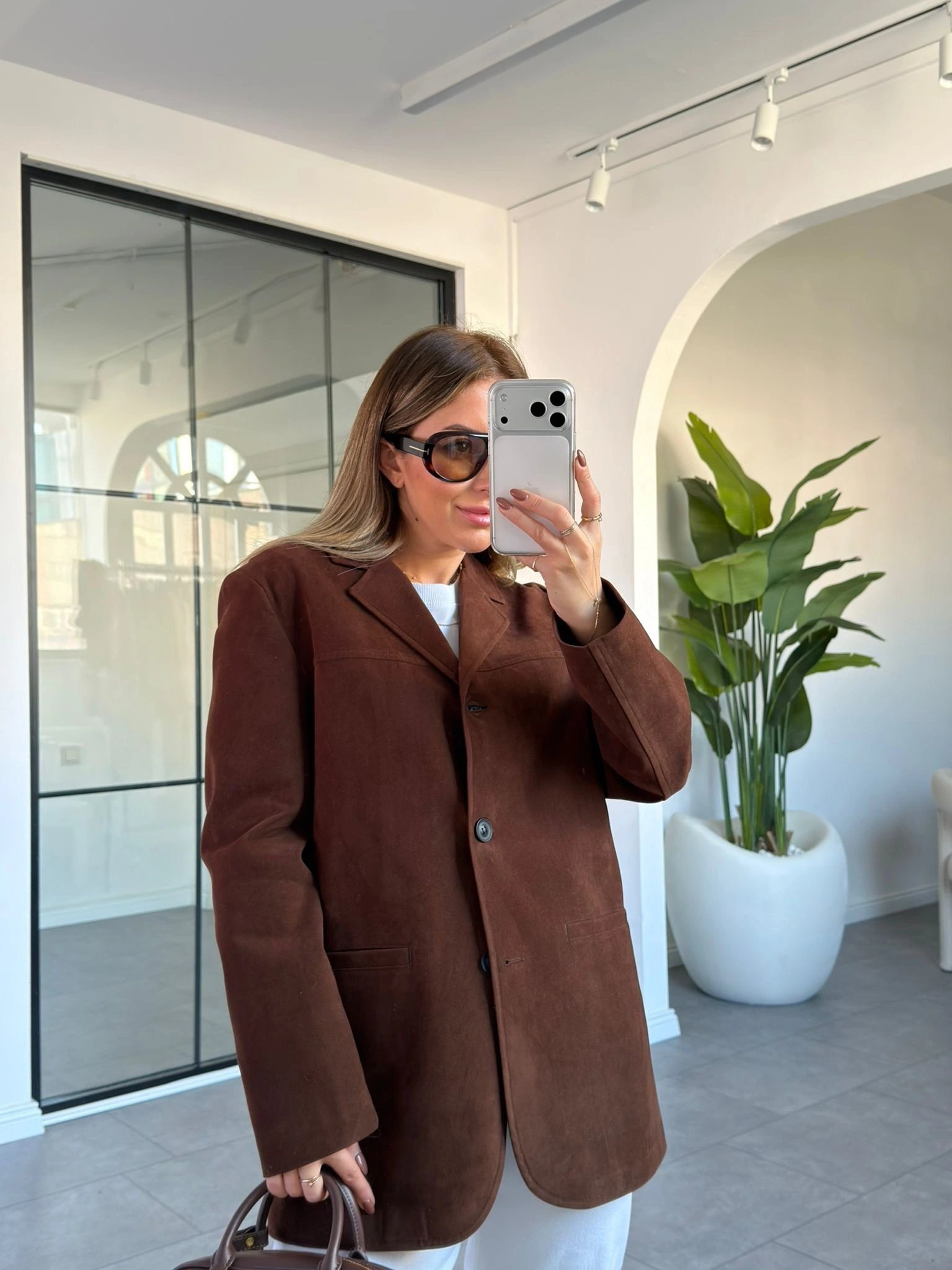 ACI KAHVE BLAZER SÜET CEKET