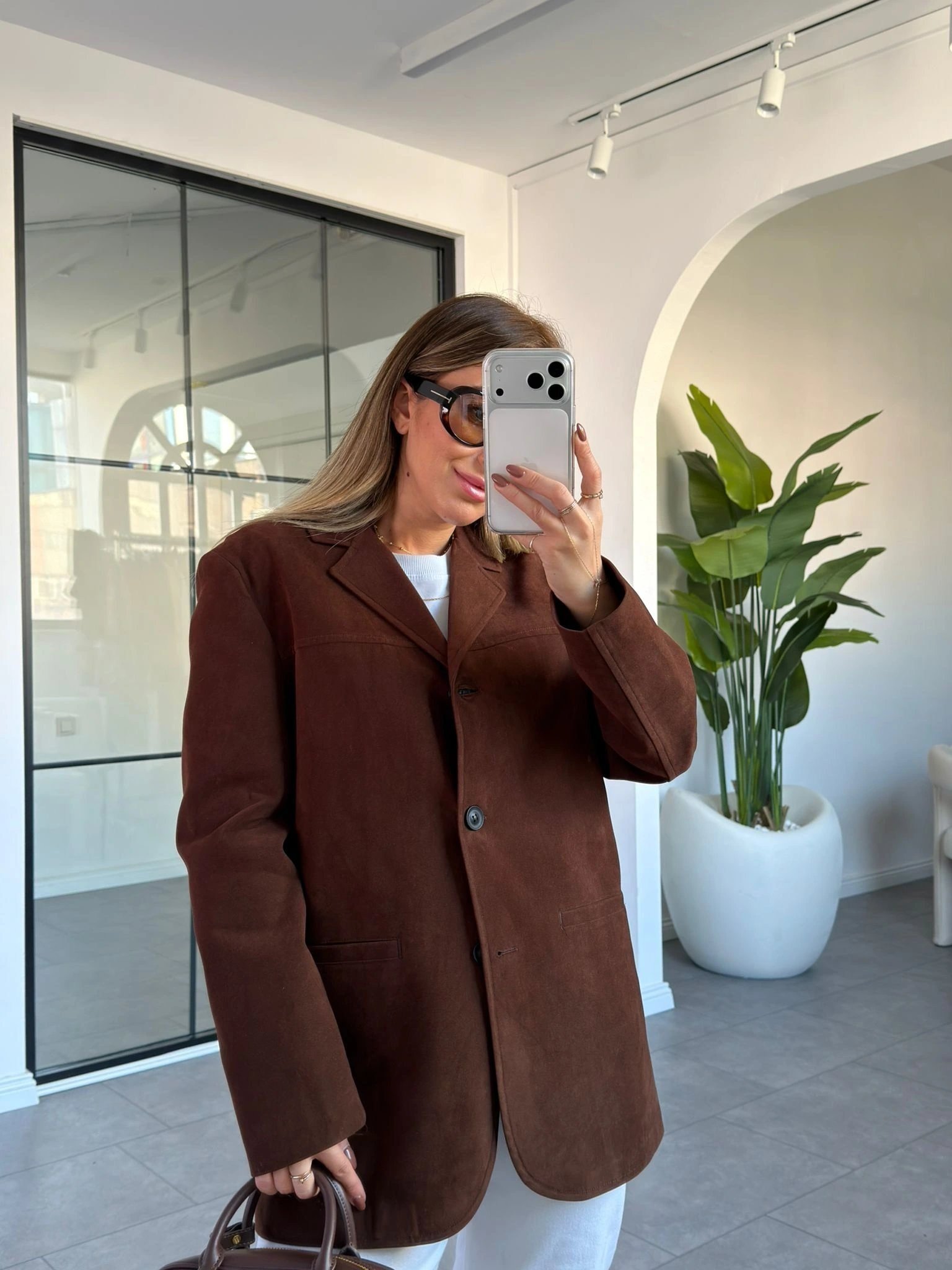ACI KAHVE BLAZER SÜET CEKET