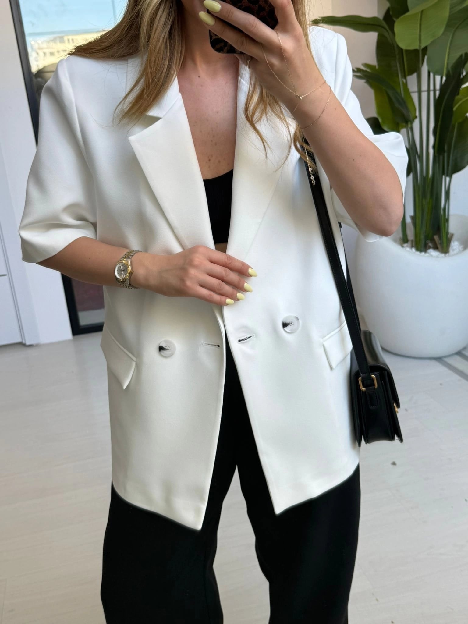 BEYAZ KISA KOLLU BLAZER CEKET